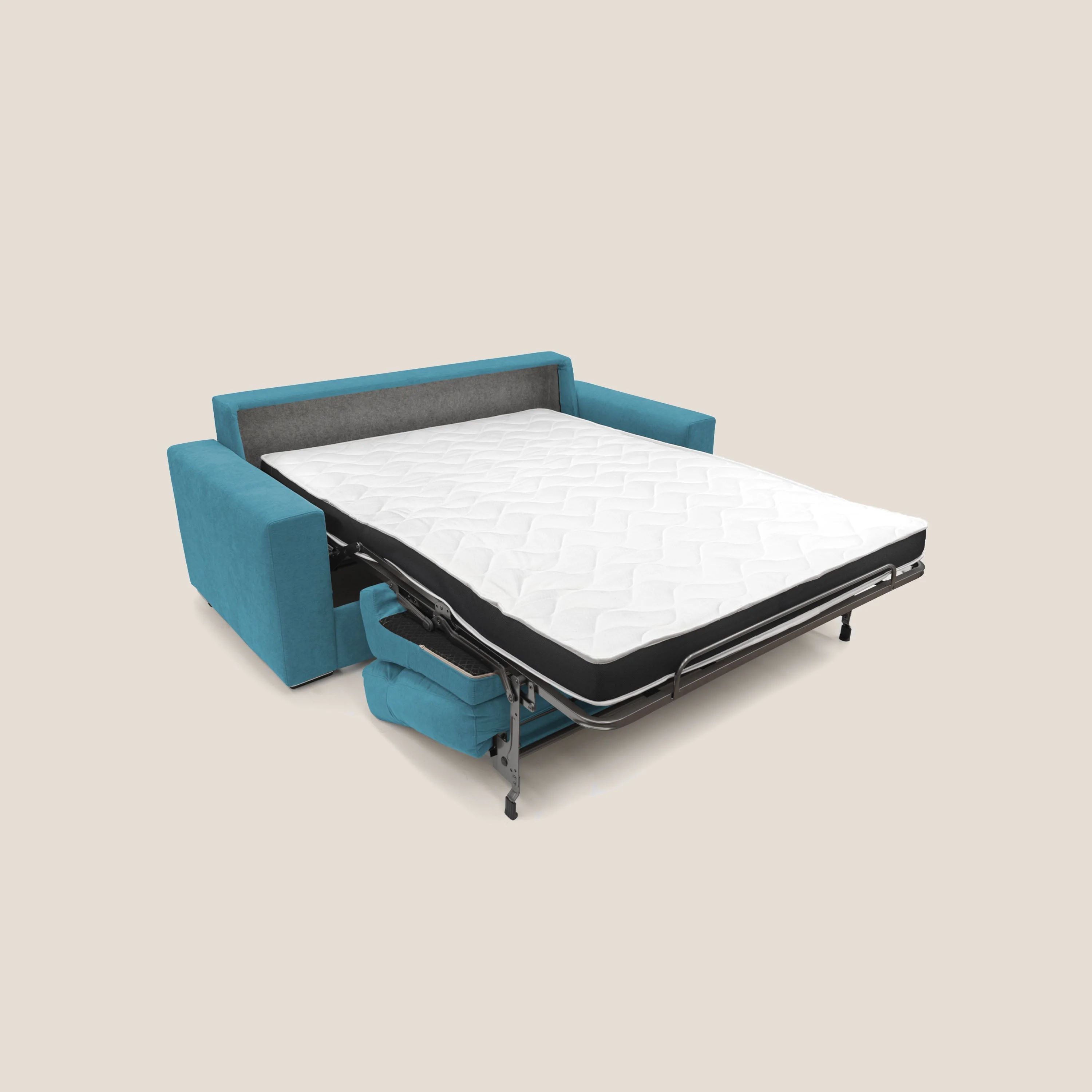 Nikita canapé lit convertible avec haut dossier moelleux en tissu doux imperméable T02 bleu ciel - Image 2