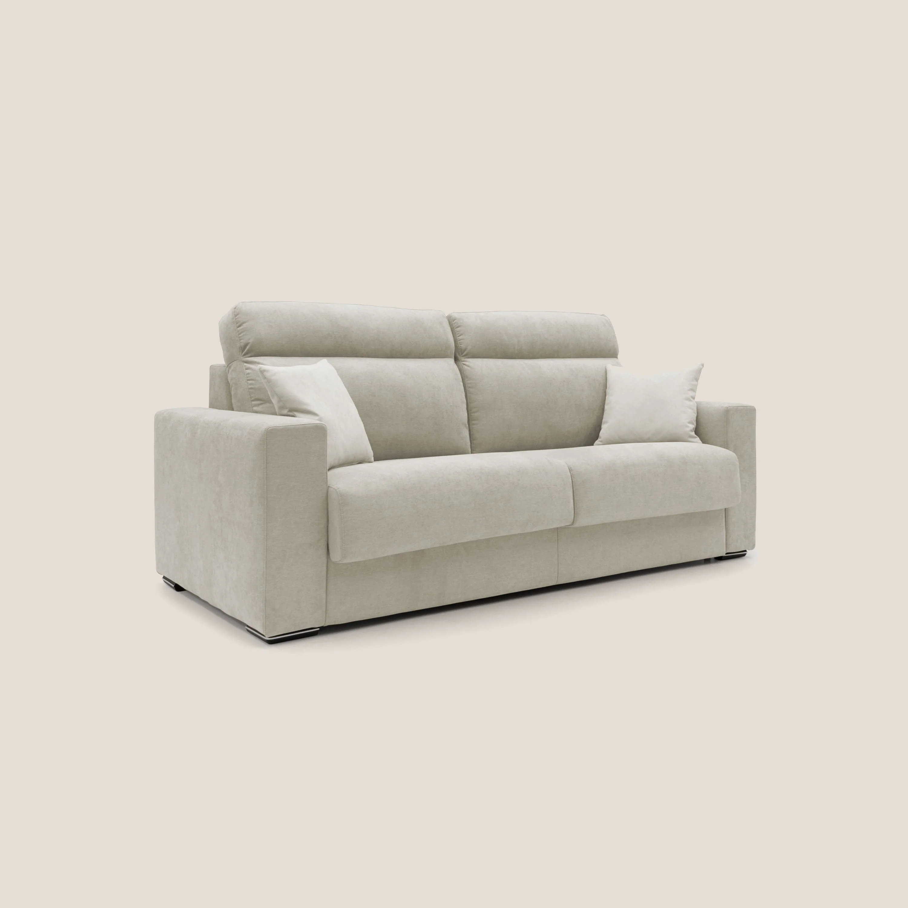 Nikita canapé lit convertible avec haut dossier moelleux en tissu doux imperméable T02 crème - Image 4