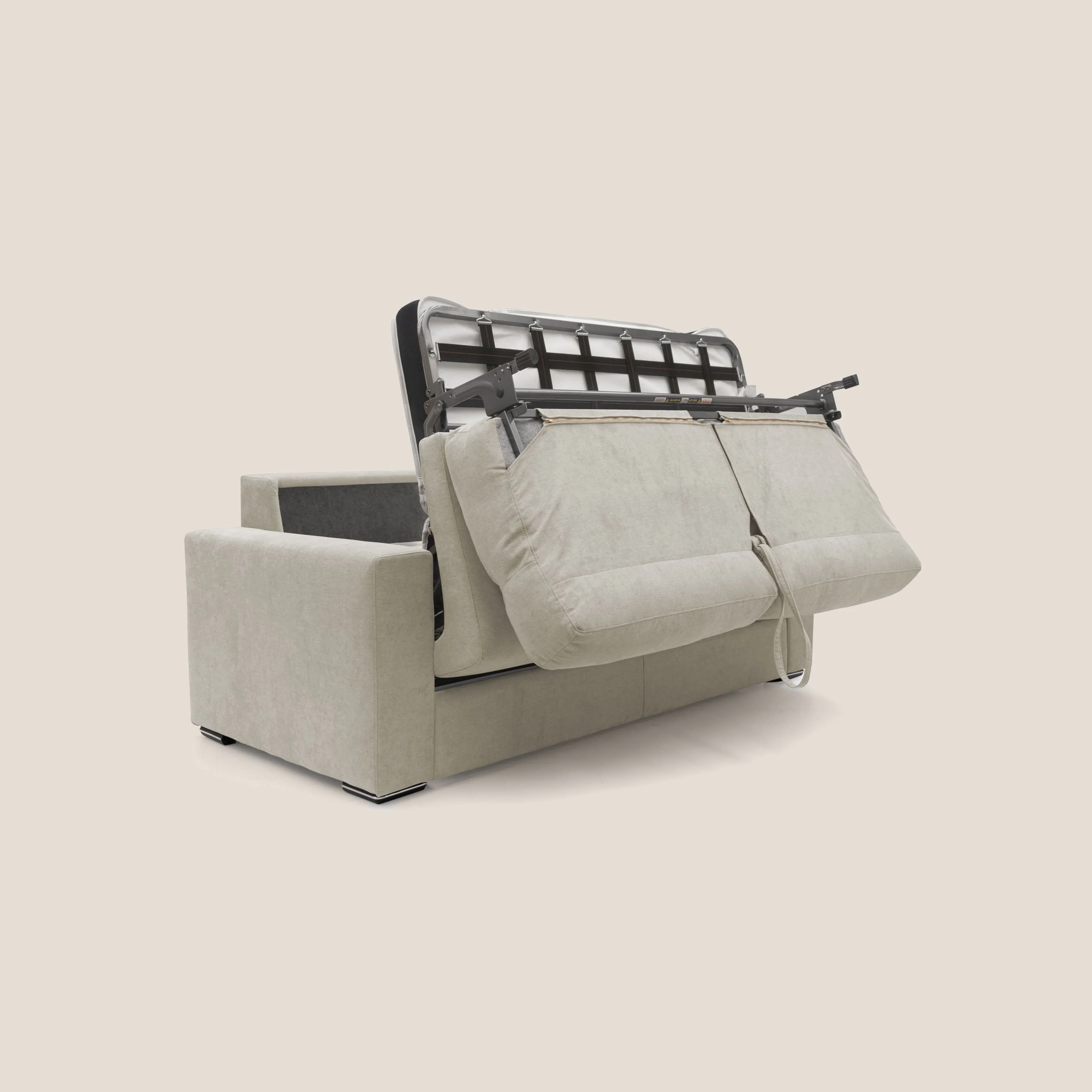 Nikita canapé lit convertible avec haut dossier moelleux en tissu doux imperméable T02 crème - Image 8