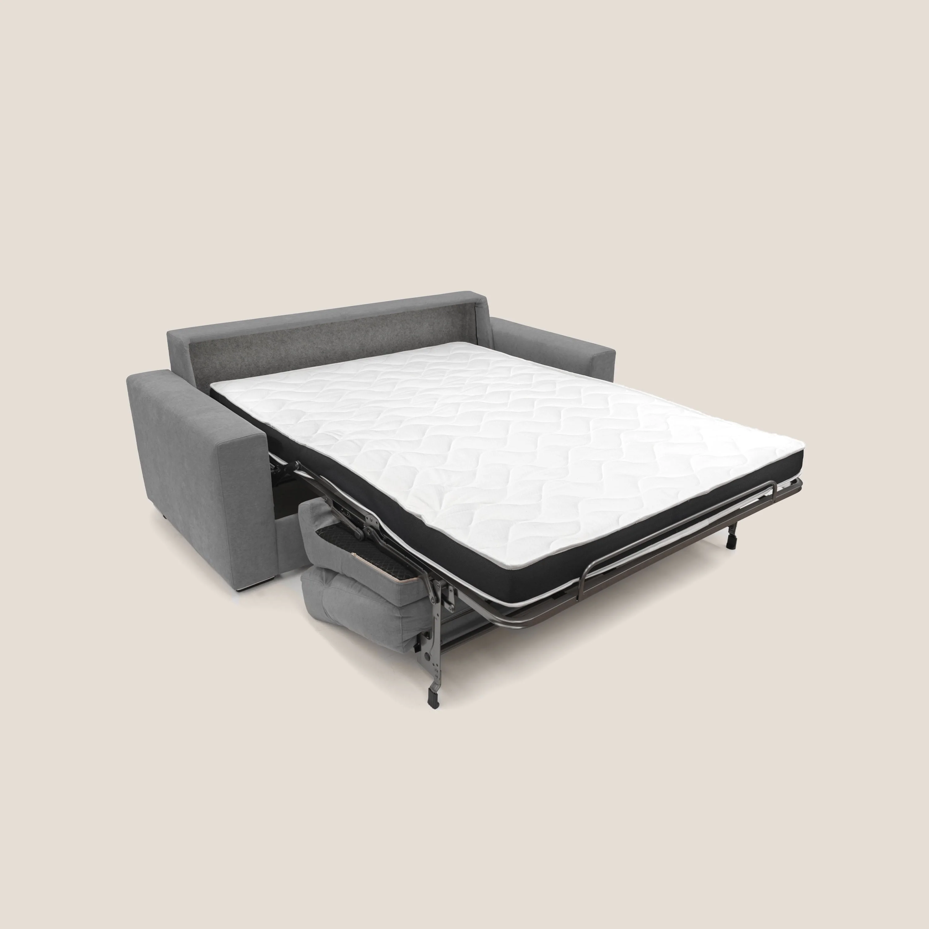 Nikita canapé lit convertible avec haut dossier moelleux en tissu doux imperméable T02 gris - Image 2