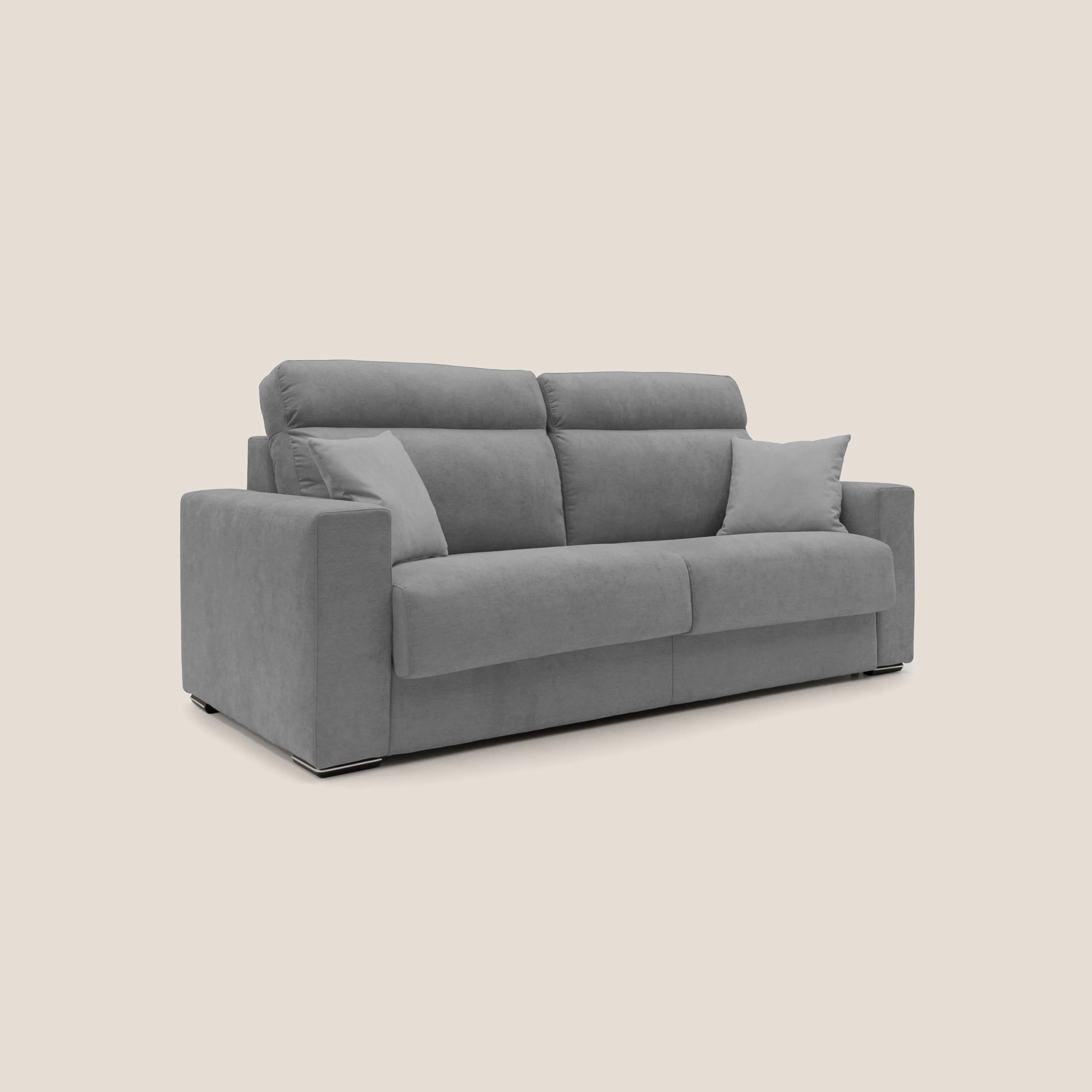 Nikita canapé lit convertible avec haut dossier moelleux en tissu doux imperméable T02 gris - Image 3