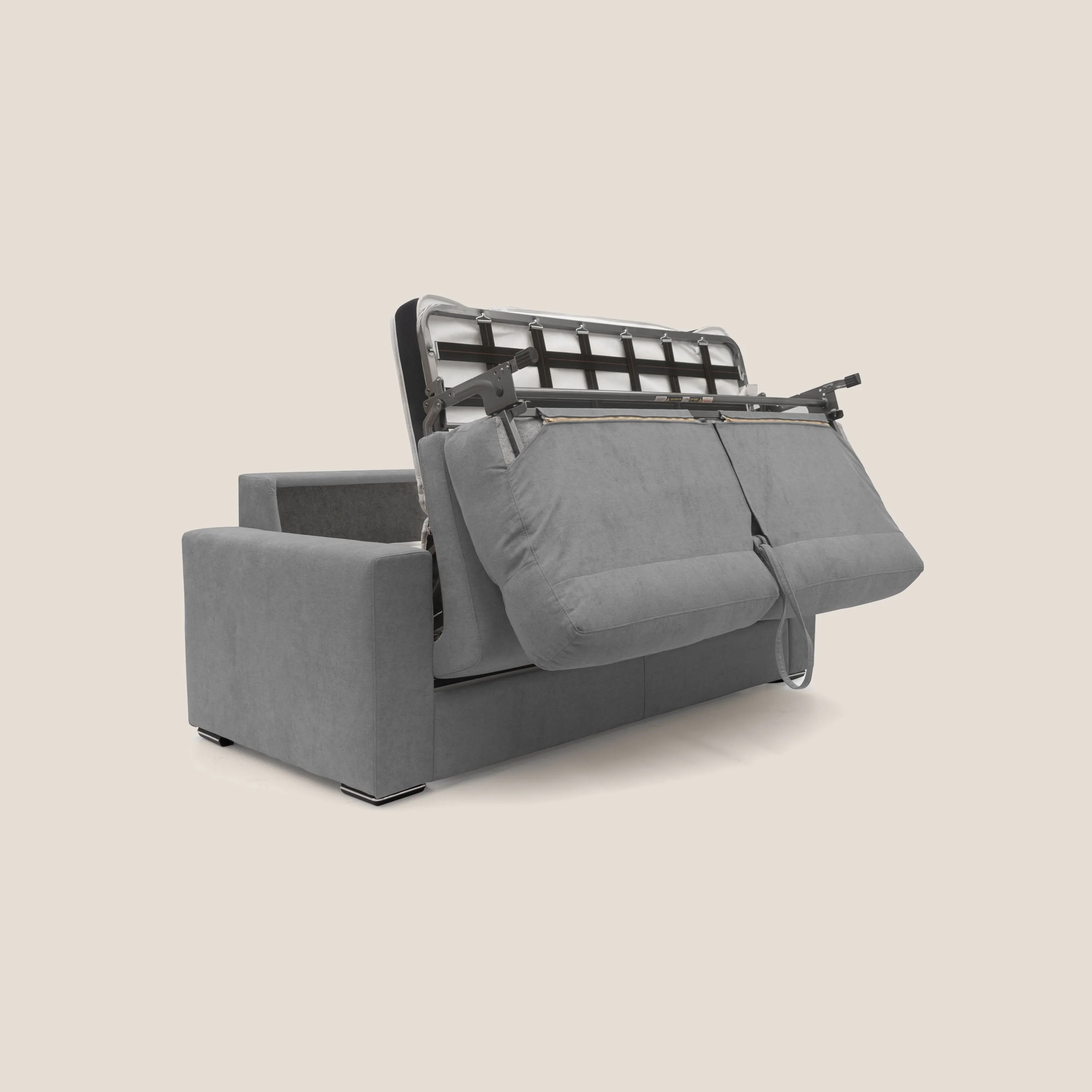 Nikita canapé lit convertible avec haut dossier moelleux en tissu doux imperméable T02 gris - Image 6