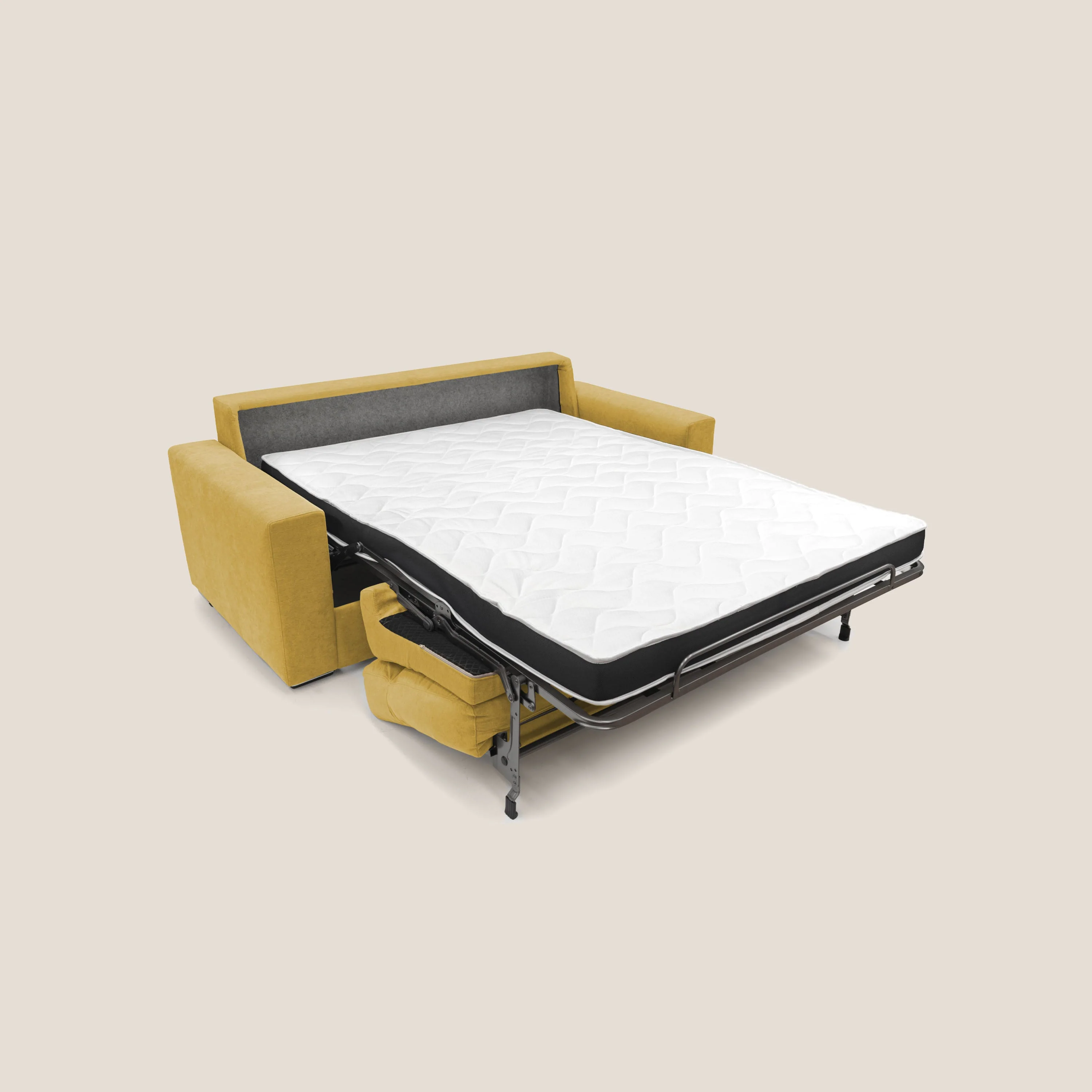 Nikita canapé lit convertible avec haut dossier moelleux en tissu doux imperméable T02 jaune - Image 2