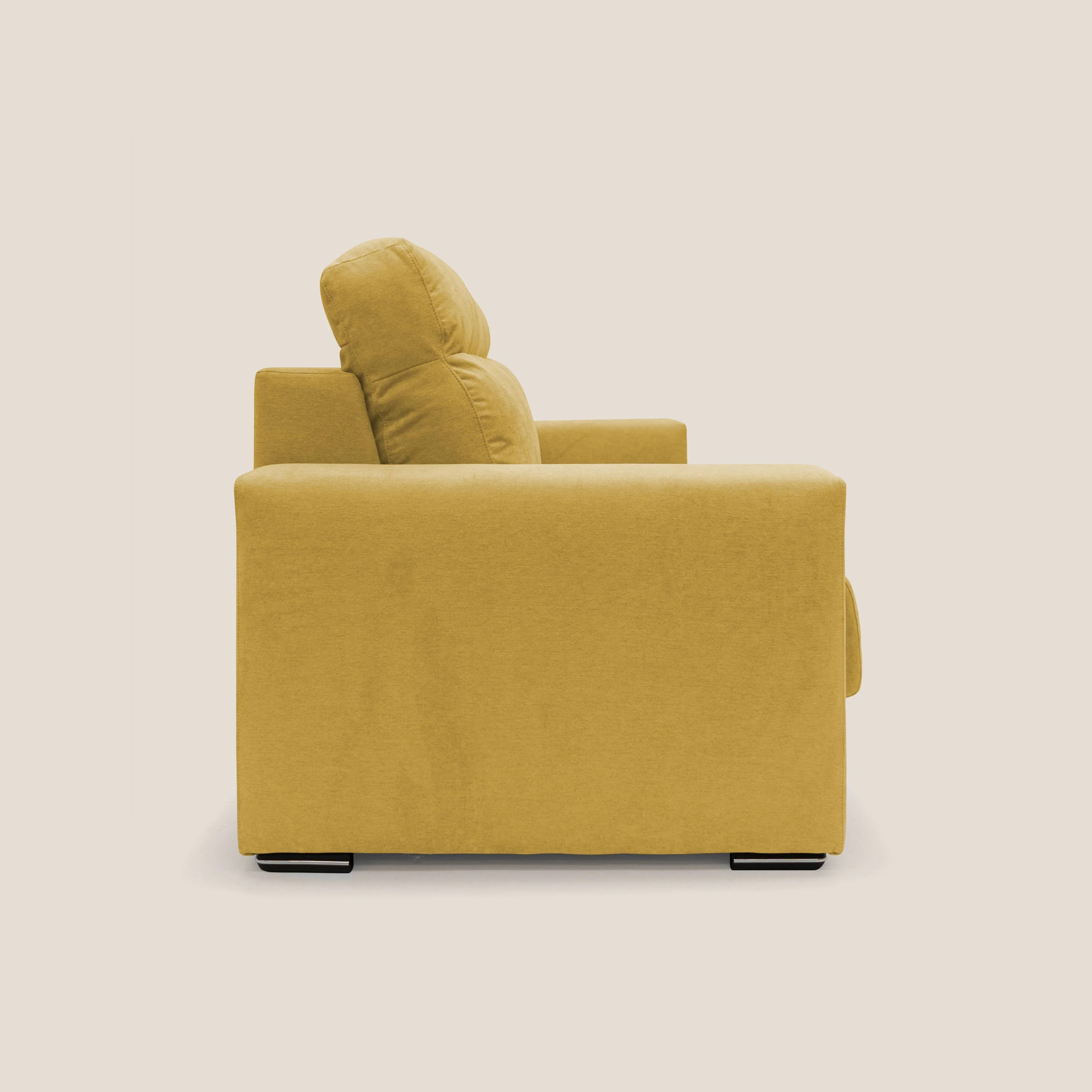 Nikita canapé lit convertible avec haut dossier moelleux en tissu doux imperméable T02 jaune - Image 5