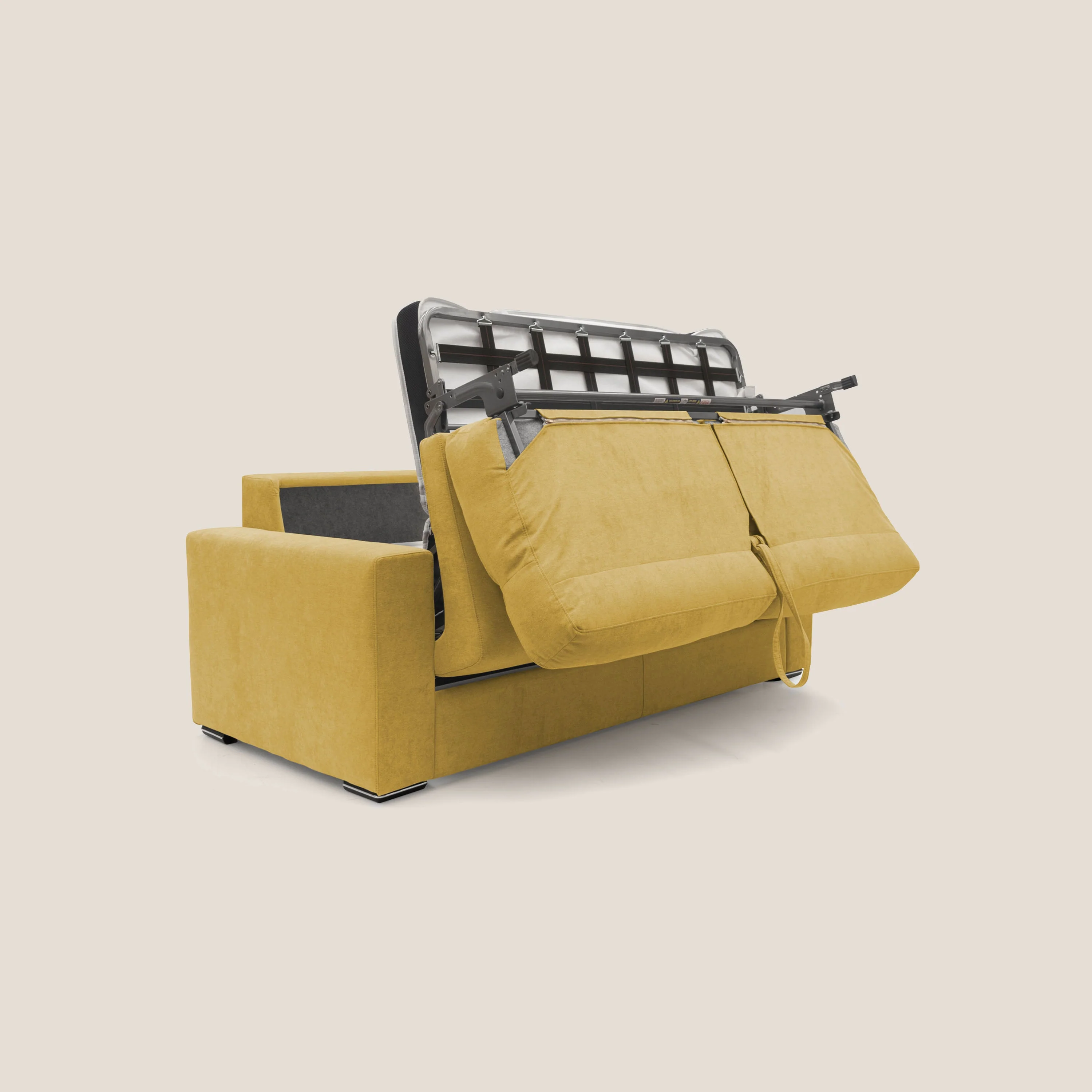Nikita canapé lit convertible avec haut dossier moelleux en tissu doux imperméable T02 jaune - Image 6