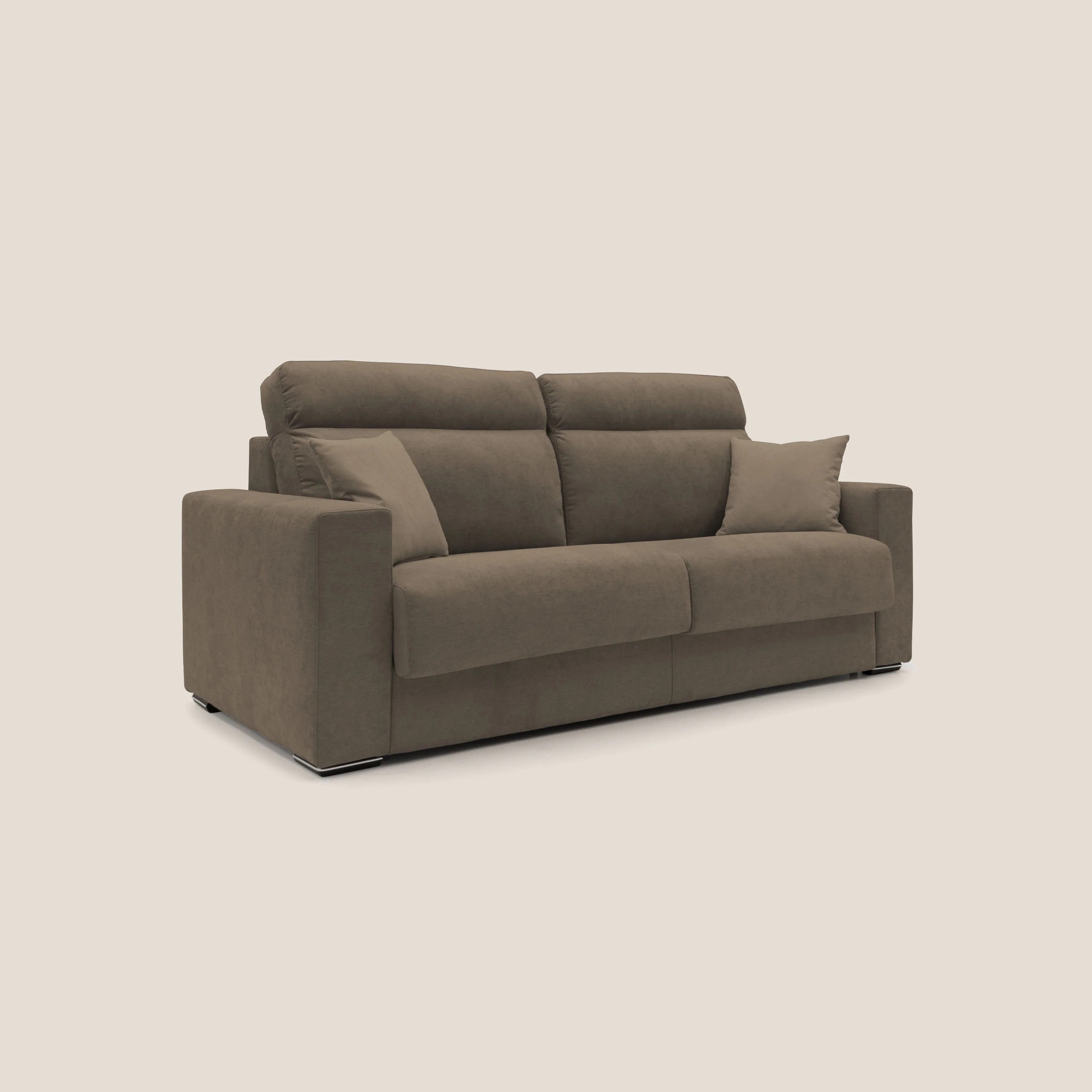 Nikita canapé lit convertible avec haut dossier moelleux en tissu doux imperméable T02 marron - Image 3