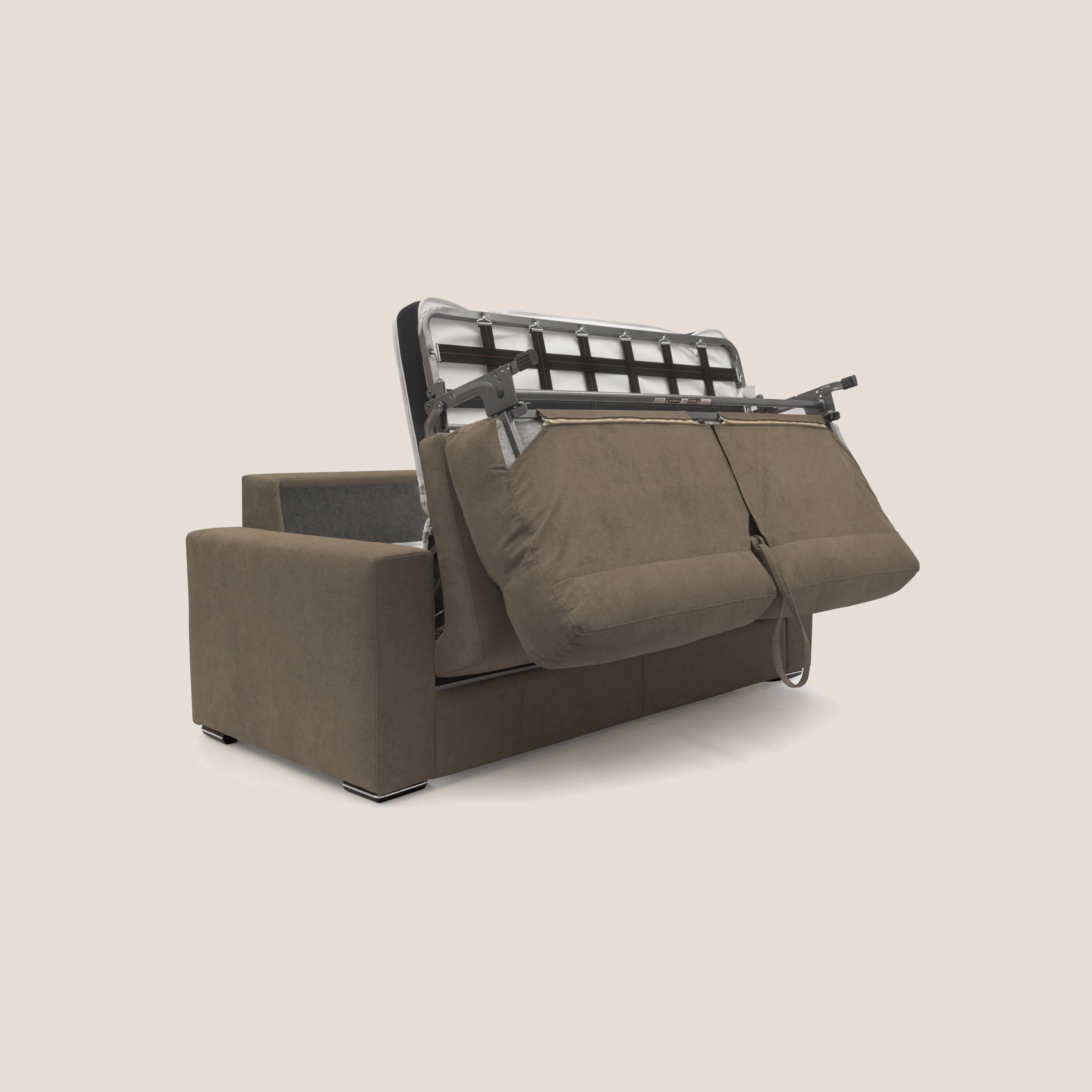 Nikita canapé lit convertible avec haut dossier moelleux en tissu doux imperméable T02 marron - Image 7