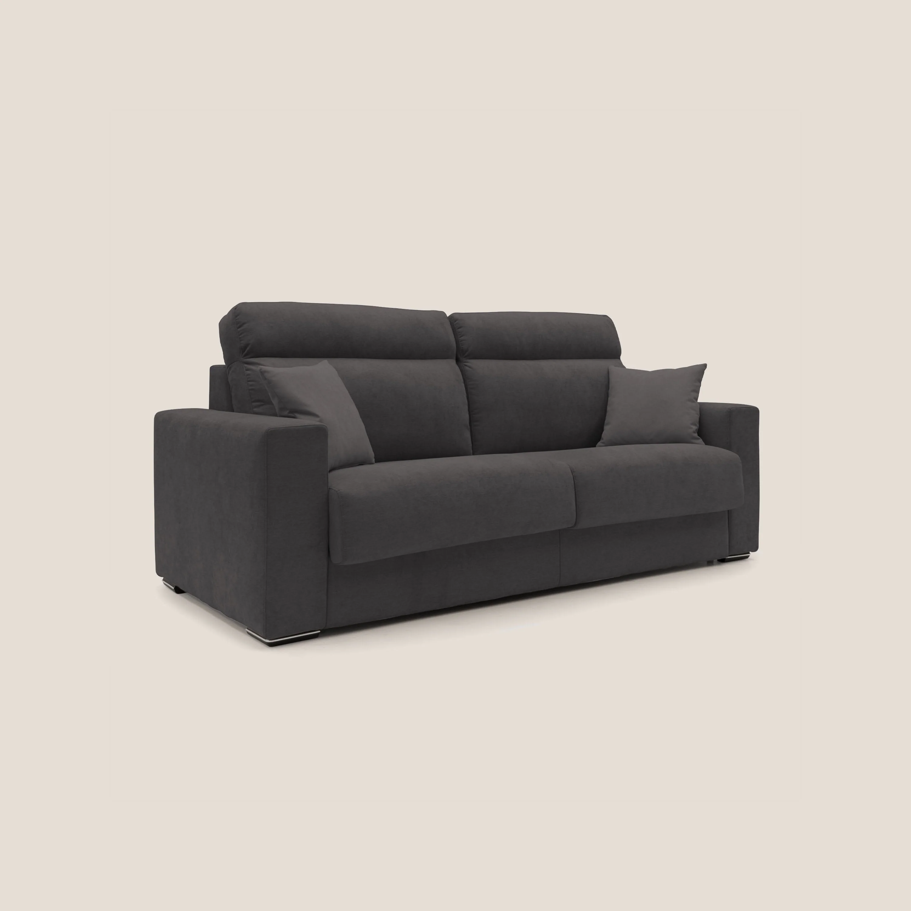 Nikita canapé lit convertible avec haut dossier moelleux en tissu doux imperméable T02 noir - Image 3