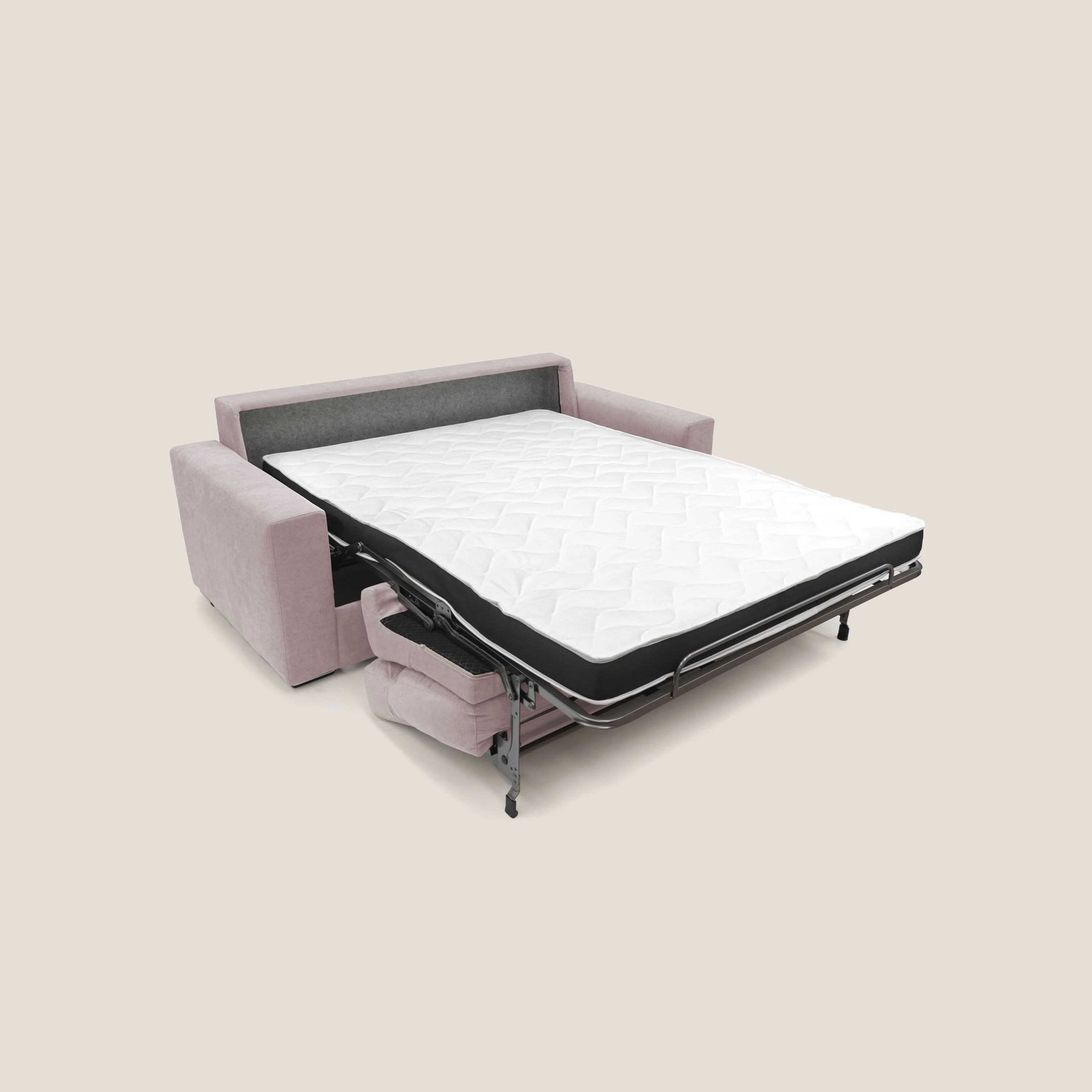 Nikita canapé lit convertible avec haut dossier moelleux en tissu doux imperméable T02 rose - Image 2