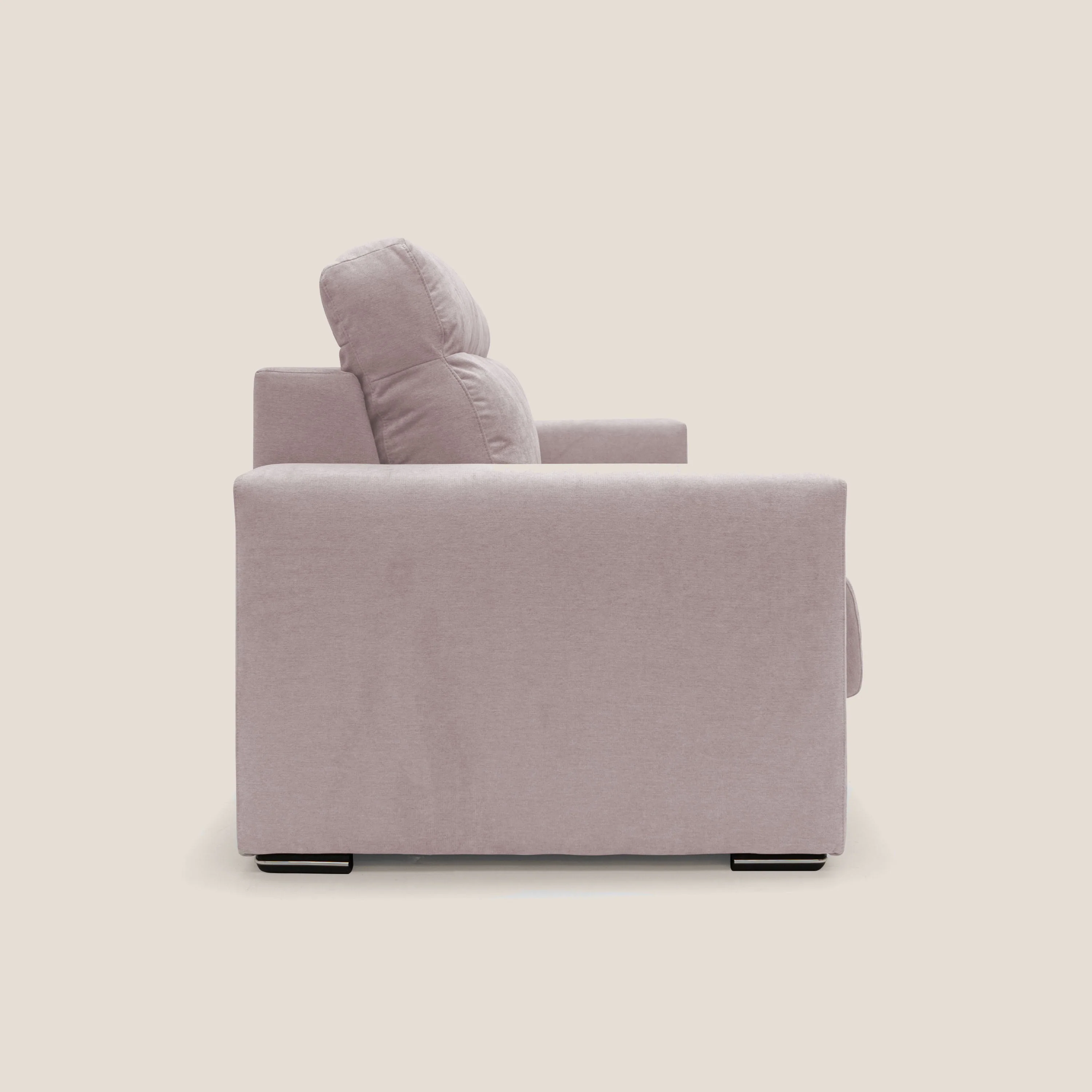 Nikita canapé lit convertible avec haut dossier moelleux en tissu doux imperméable T02 rose - Image 5