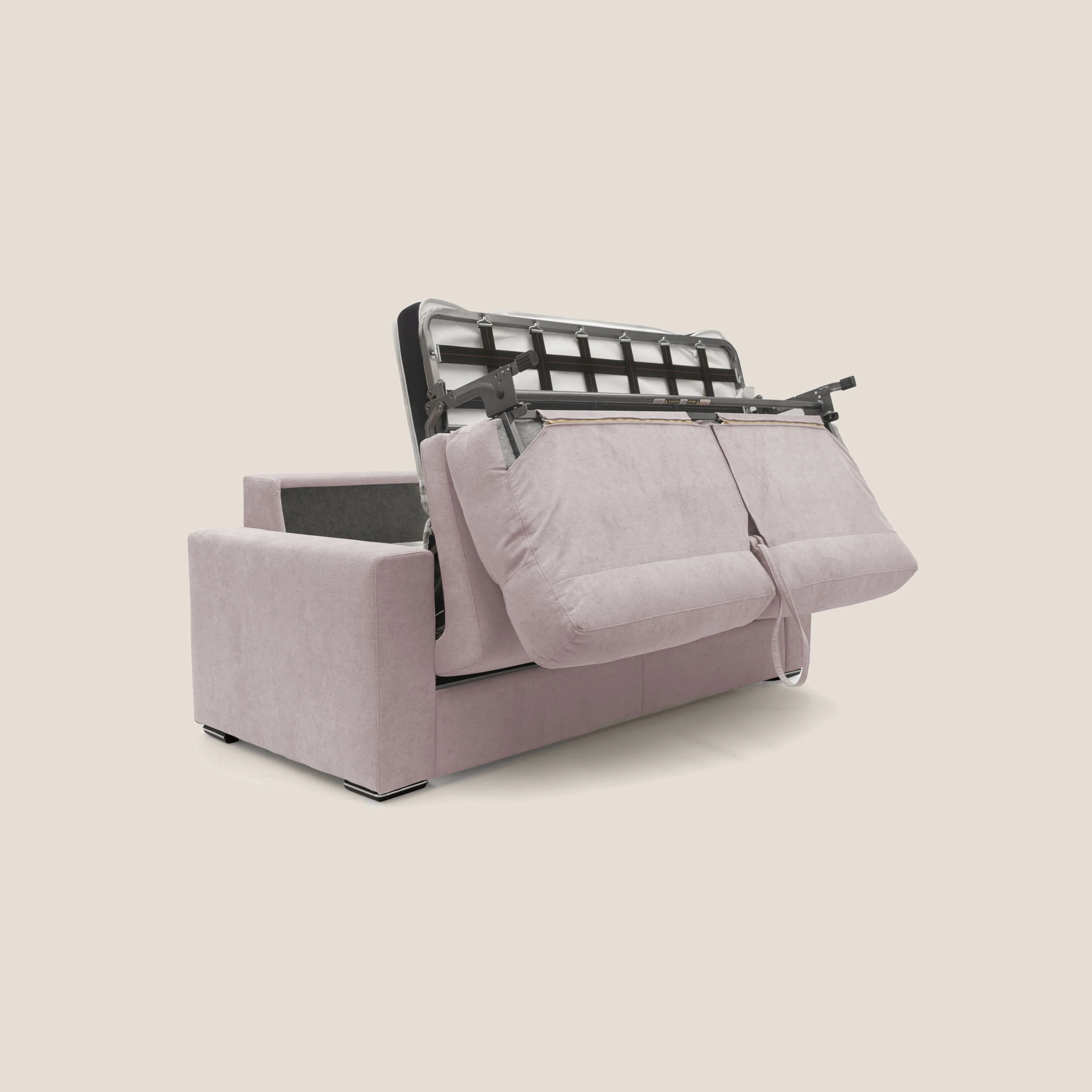 Nikita canapé lit convertible avec haut dossier moelleux en tissu doux imperméable T02 rose - Image 6