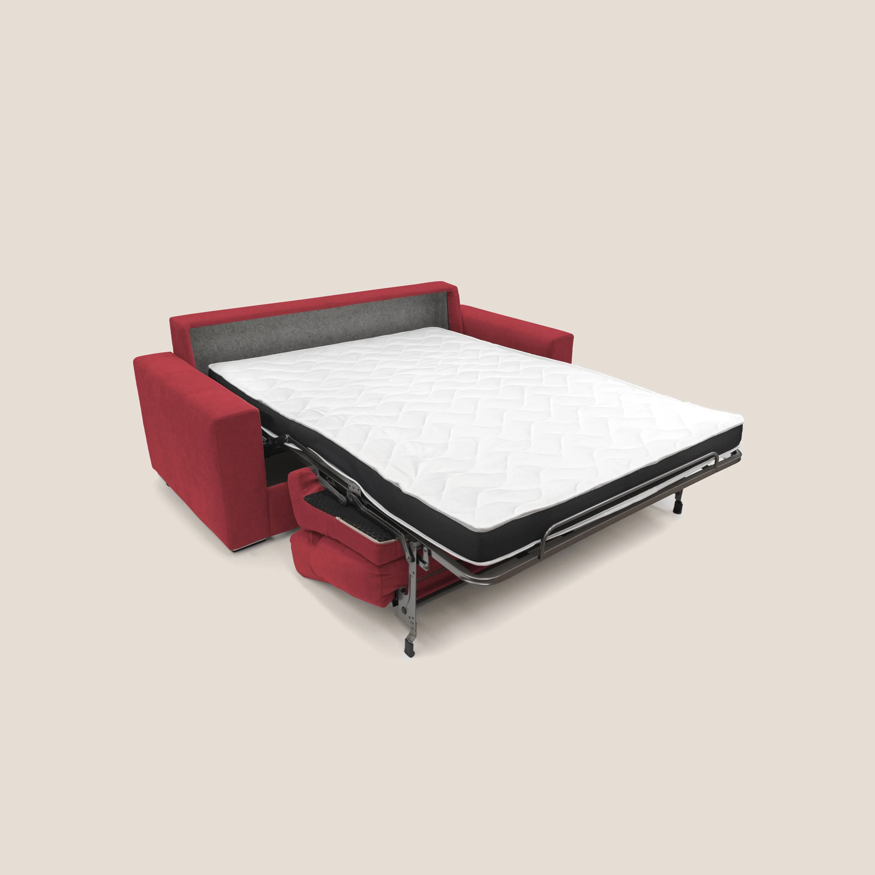 Nikita canapé lit convertible avec haut dossier moelleux en tissu doux imperméable T02 rouge - Image 2