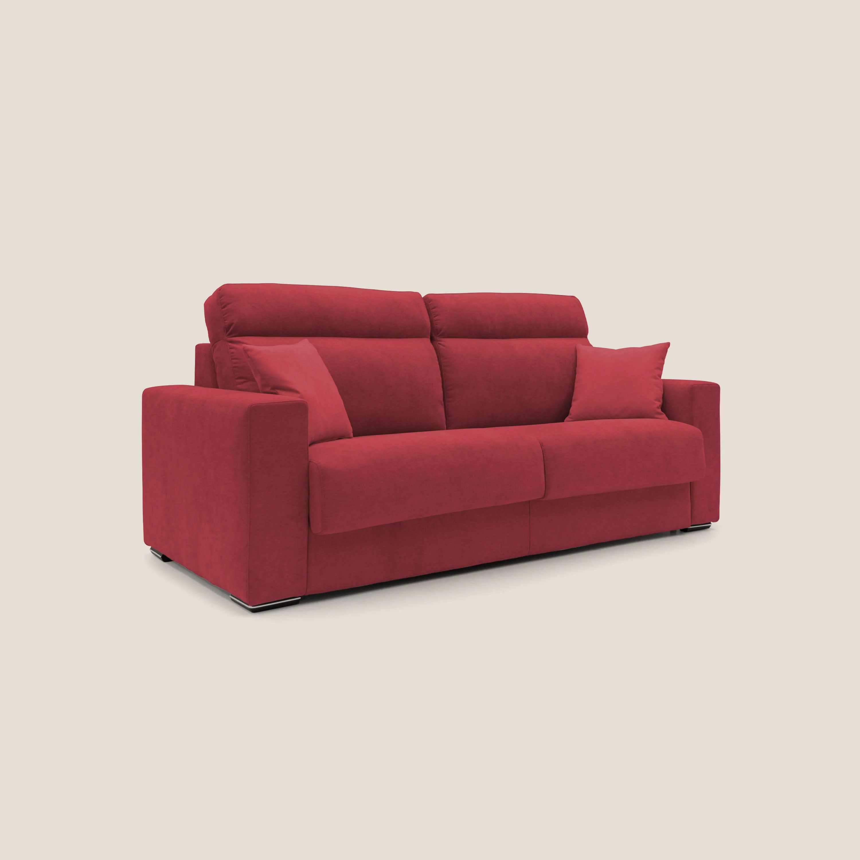 Nikita canapé lit convertible avec haut dossier moelleux en tissu doux imperméable T02 rouge - Image 3