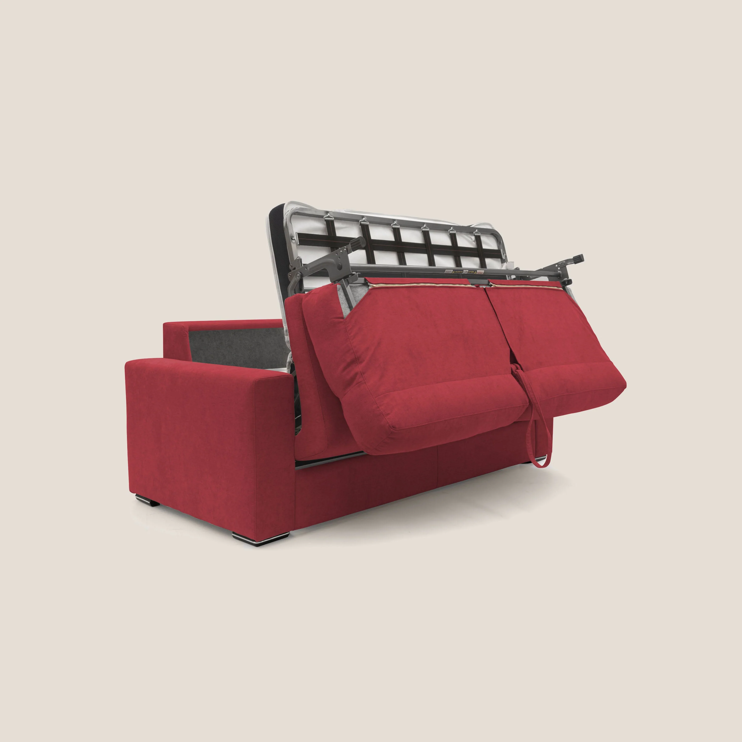 Nikita canapé lit convertible avec haut dossier moelleux en tissu doux imperméable T02 rouge - Image 7