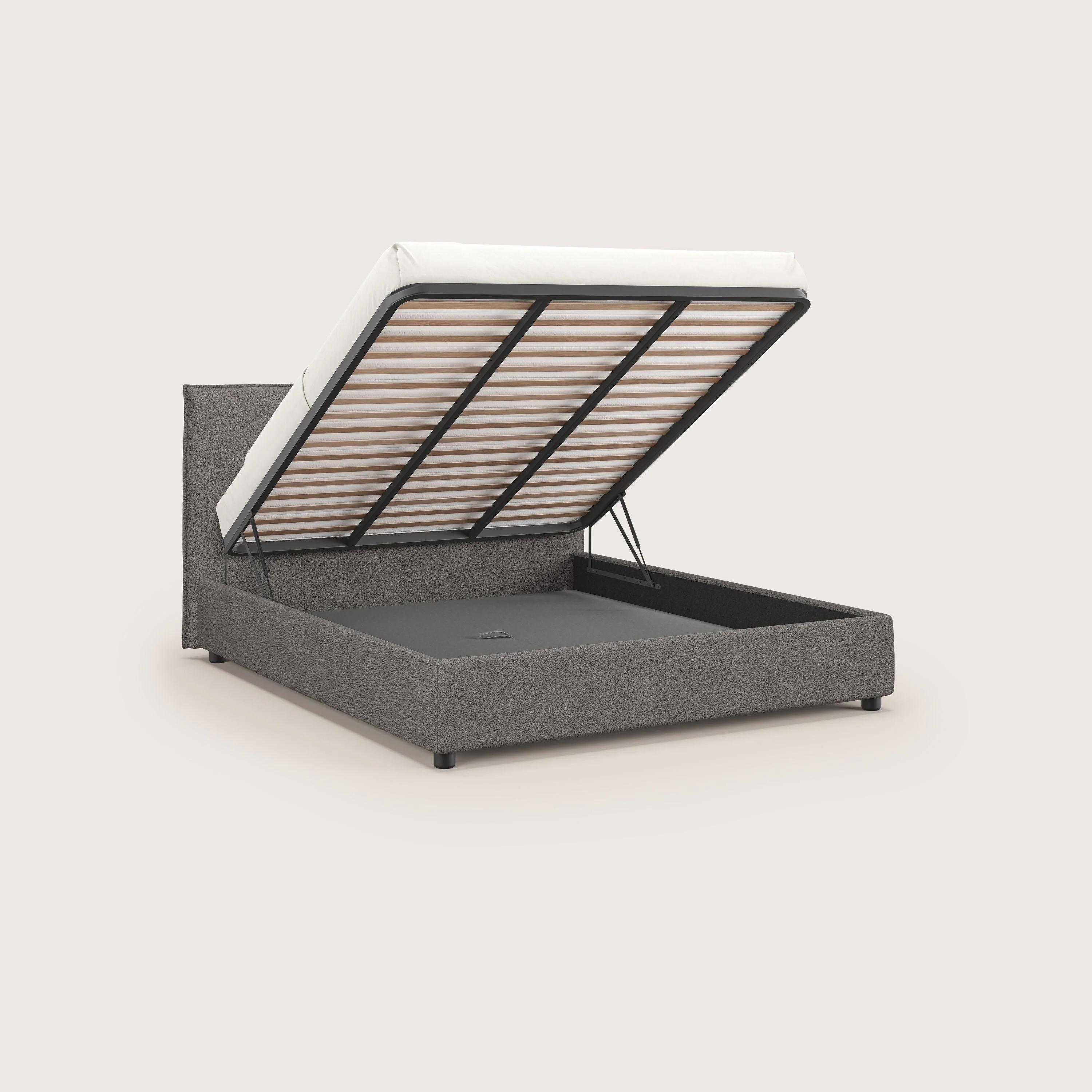 Nina lit coffre au design minimaliste en microfibre détachable effet cuir T15 anthracite - Image 2