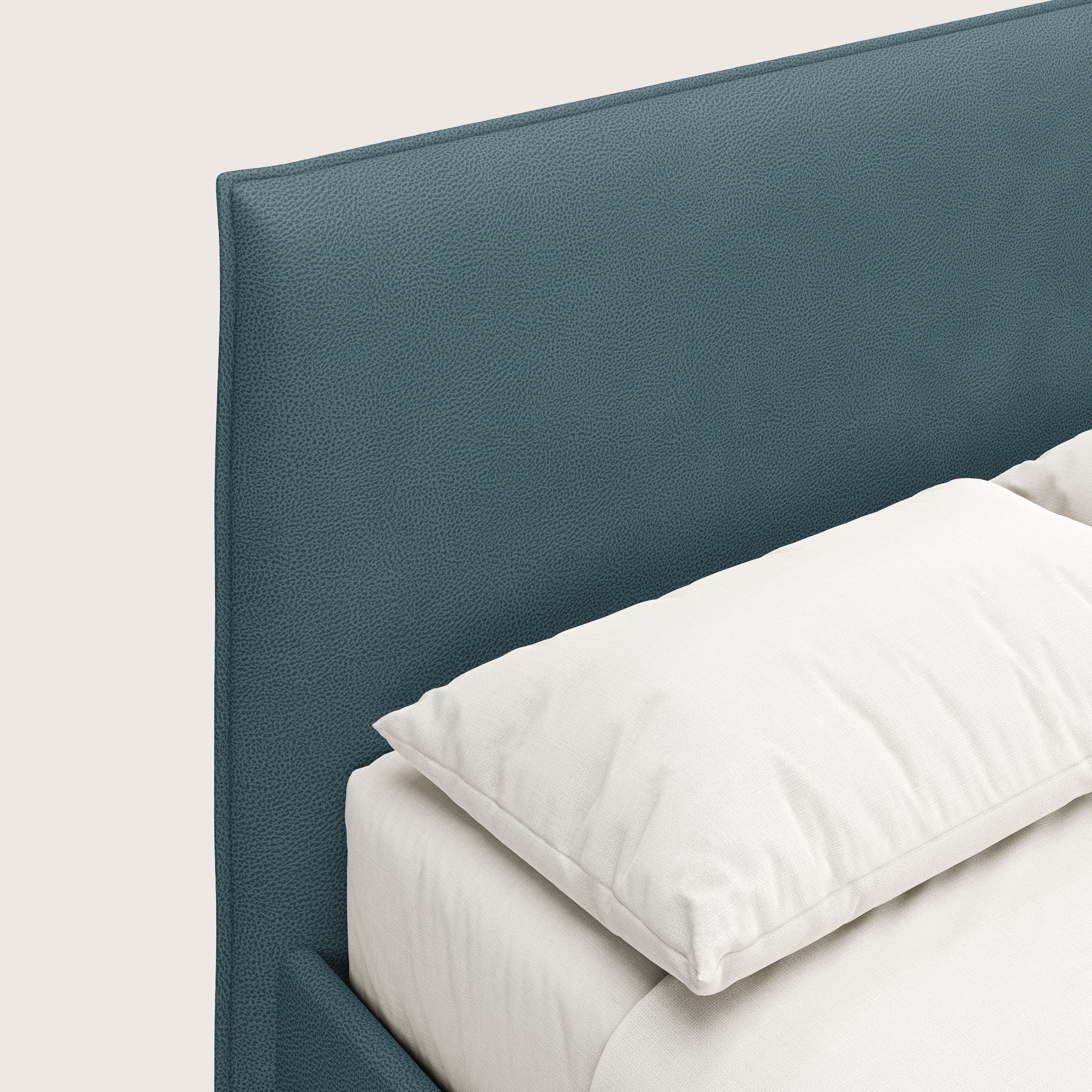 Nina lit coffre au design minimaliste en microfibre détachable effet cuir T15 bleu canard - Image 6