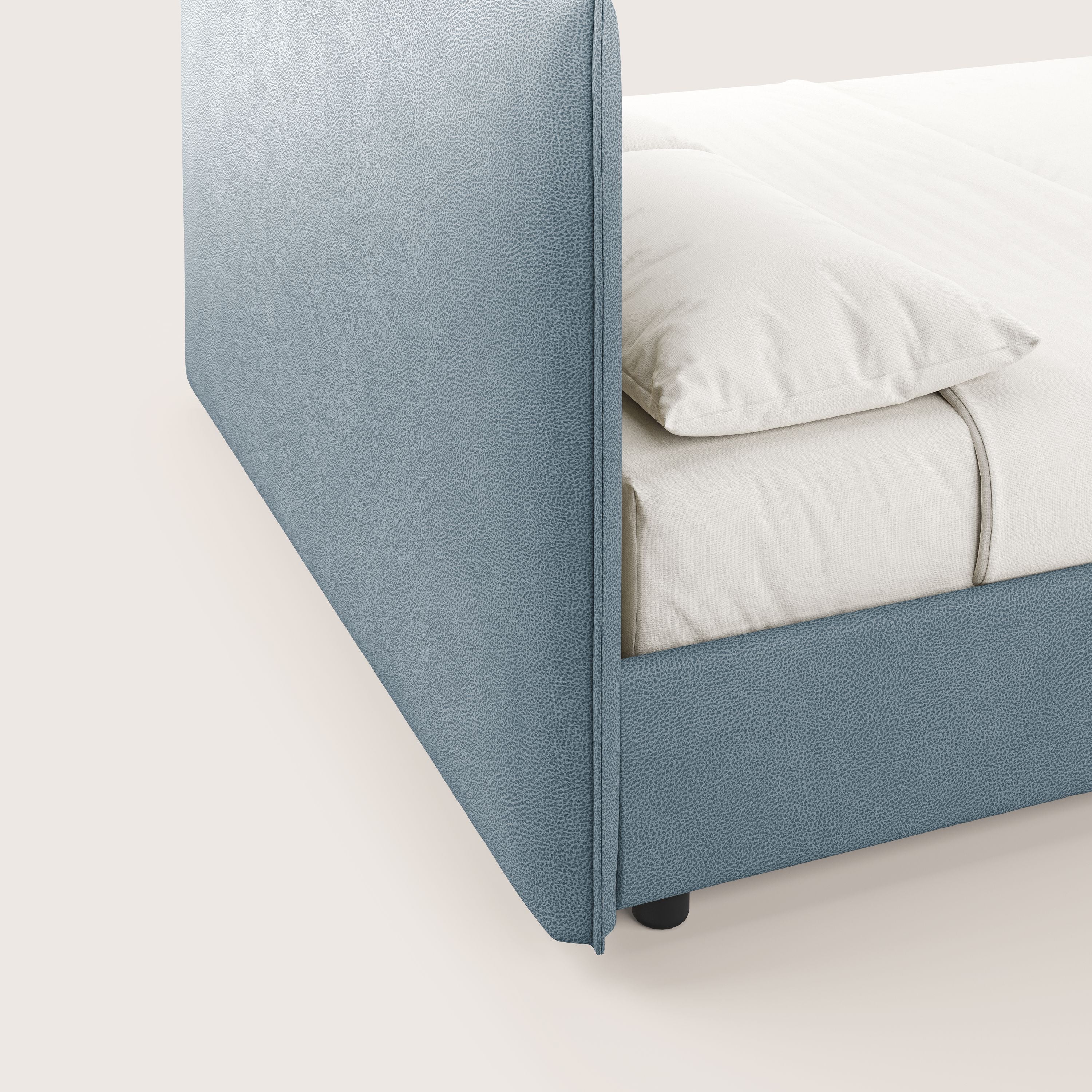Nina lit coffre au design minimaliste en microfibre détachable effet cuir T15 bleu gris - Image 7