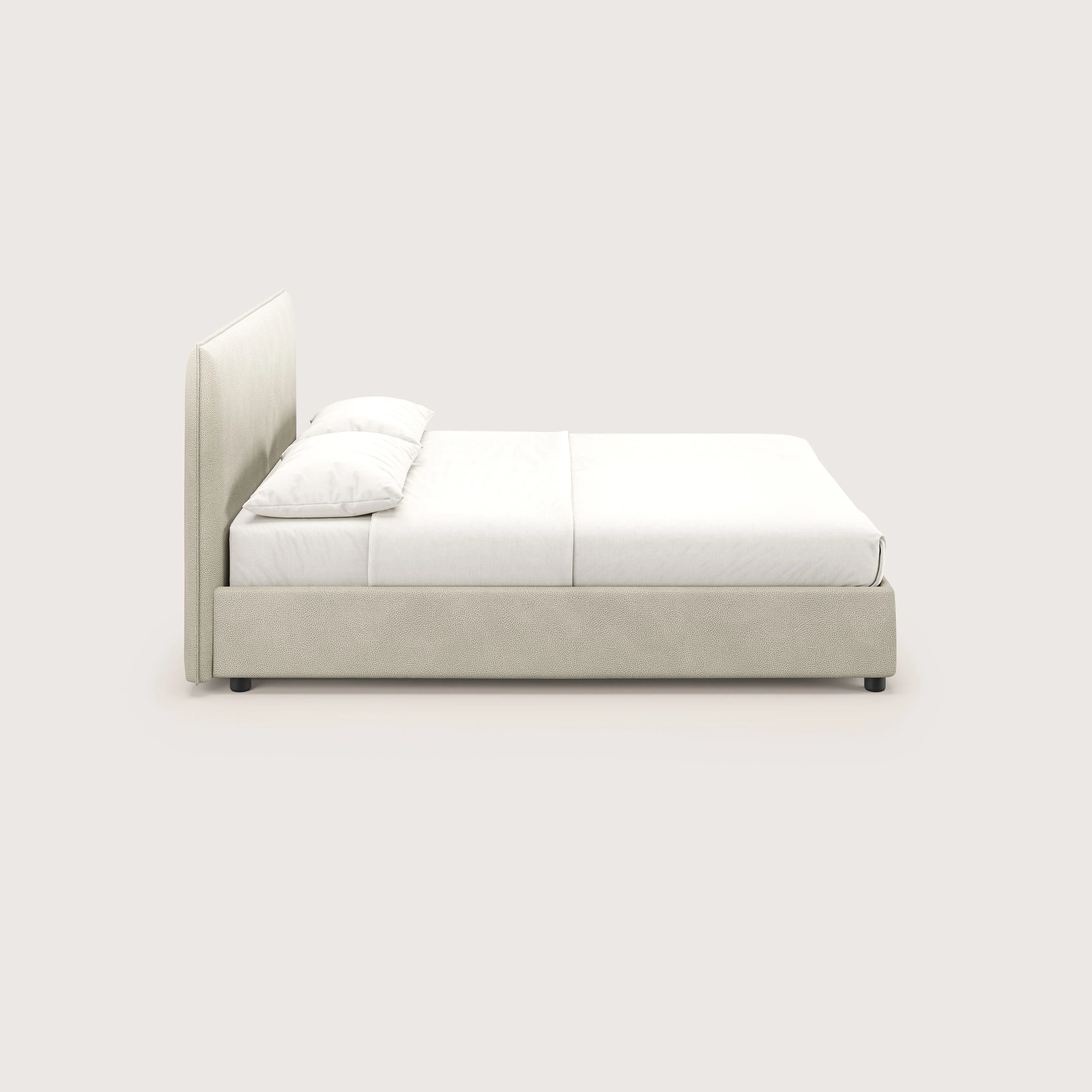Nina lit coffre au design minimaliste en microfibre détachable effet cuir T15 crème - Image 5
