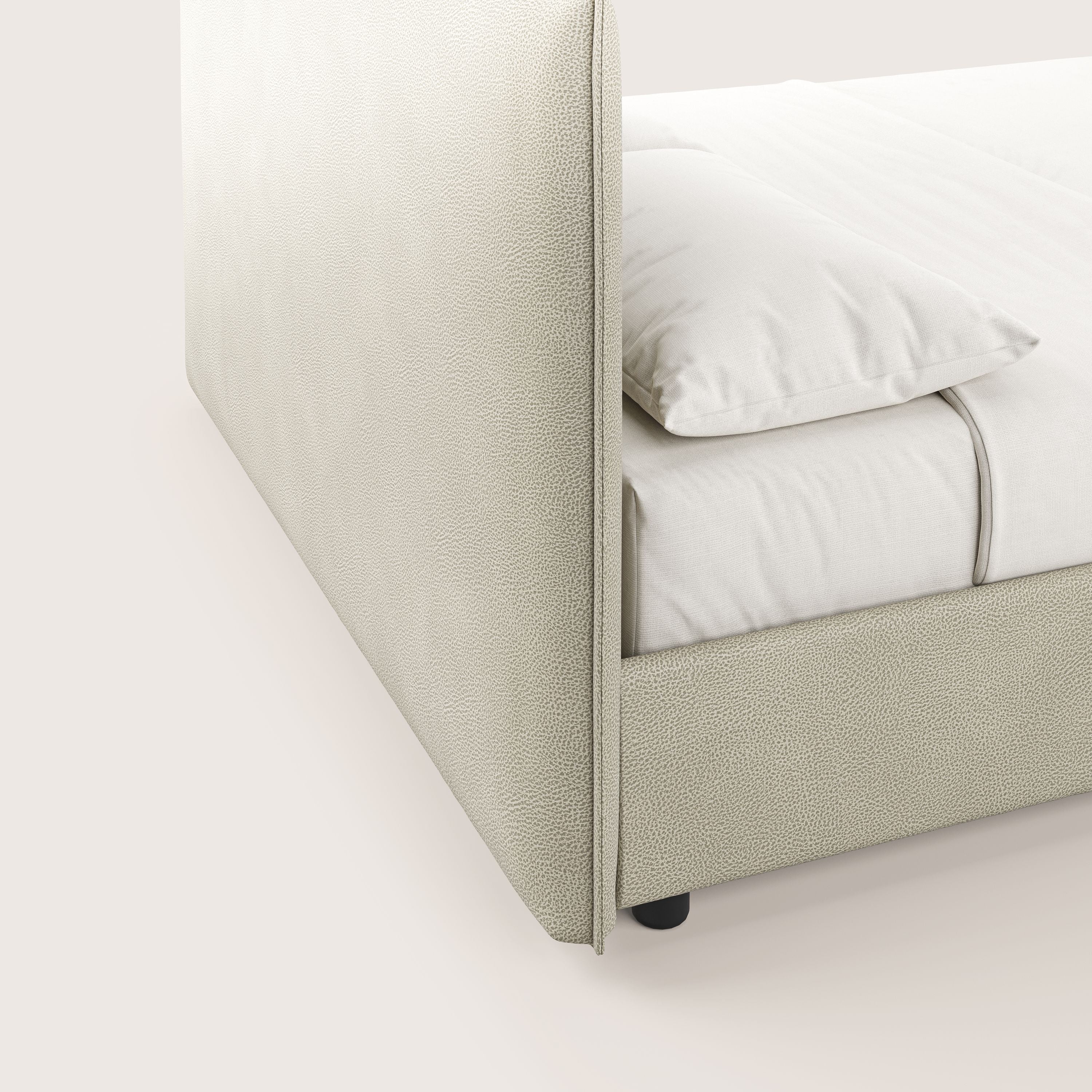 Nina lit coffre au design minimaliste en microfibre détachable effet cuir T15 crème - Image 8
