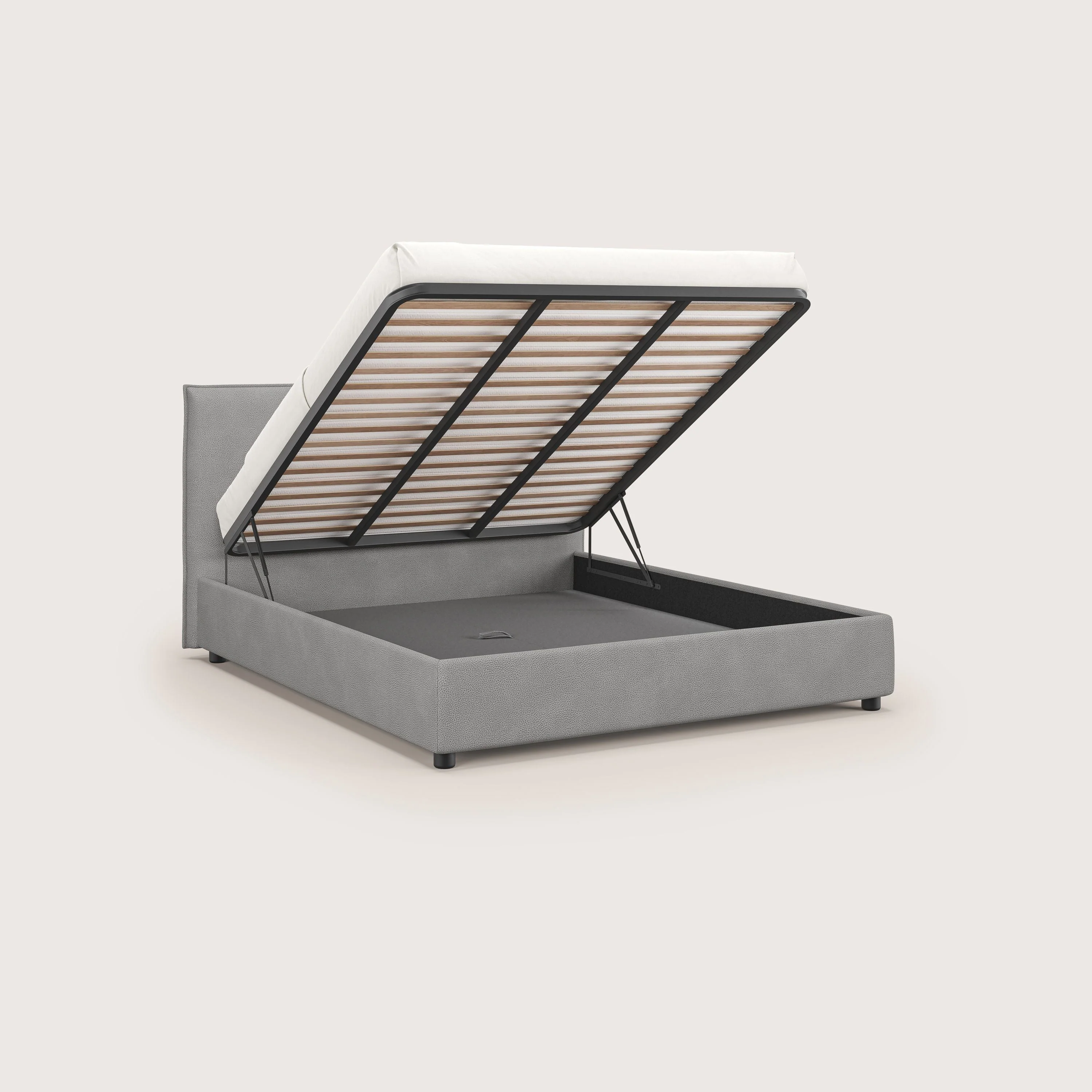 Nina lit coffre au design minimaliste en microfibre détachable effet cuir T15 gris - Image 2