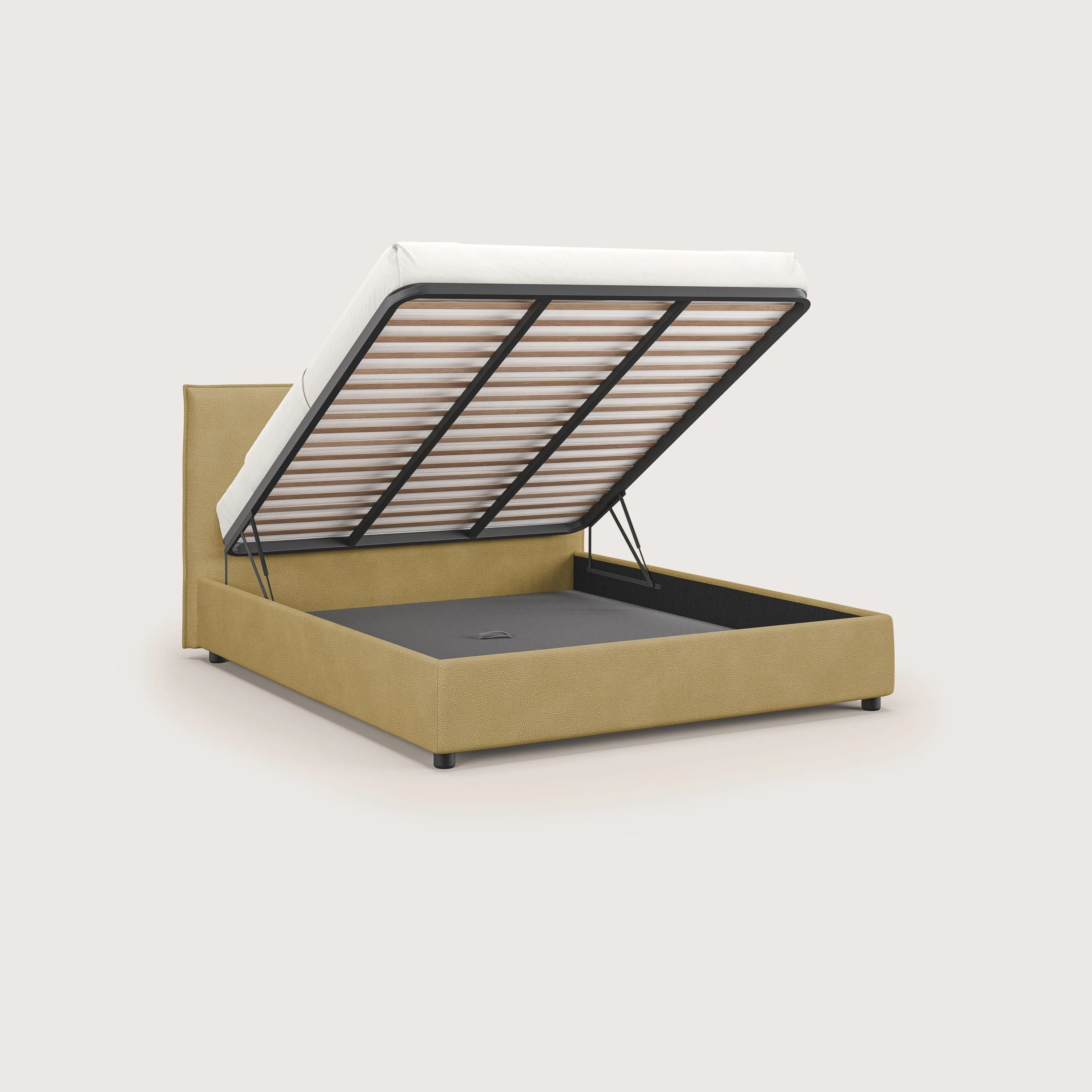Nina lit coffre au design minimaliste en microfibre détachable effet cuir T15 jaune - Image 2