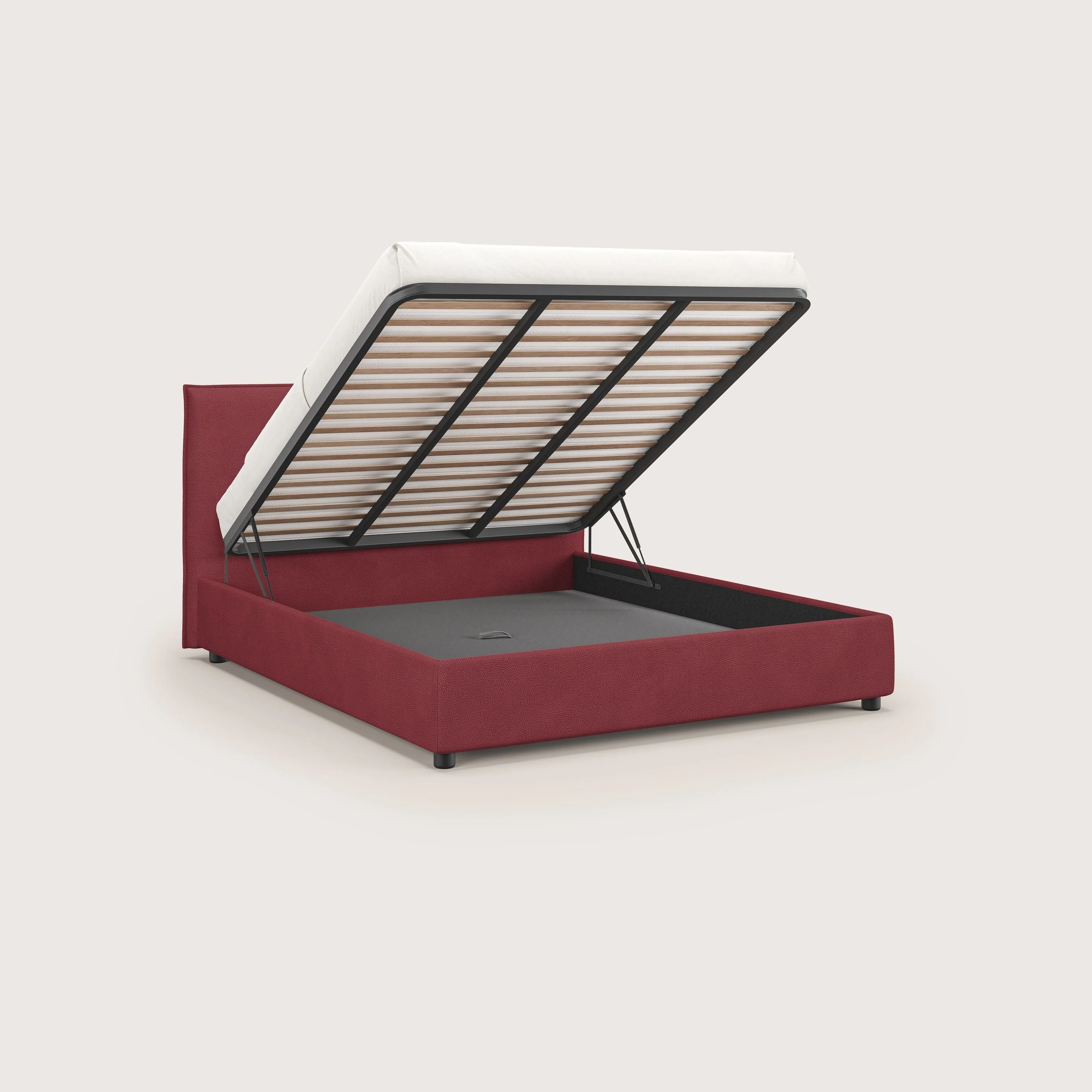 Nina lit coffre au design minimaliste en microfibre détachable effet cuir T15 rouge - Image 2