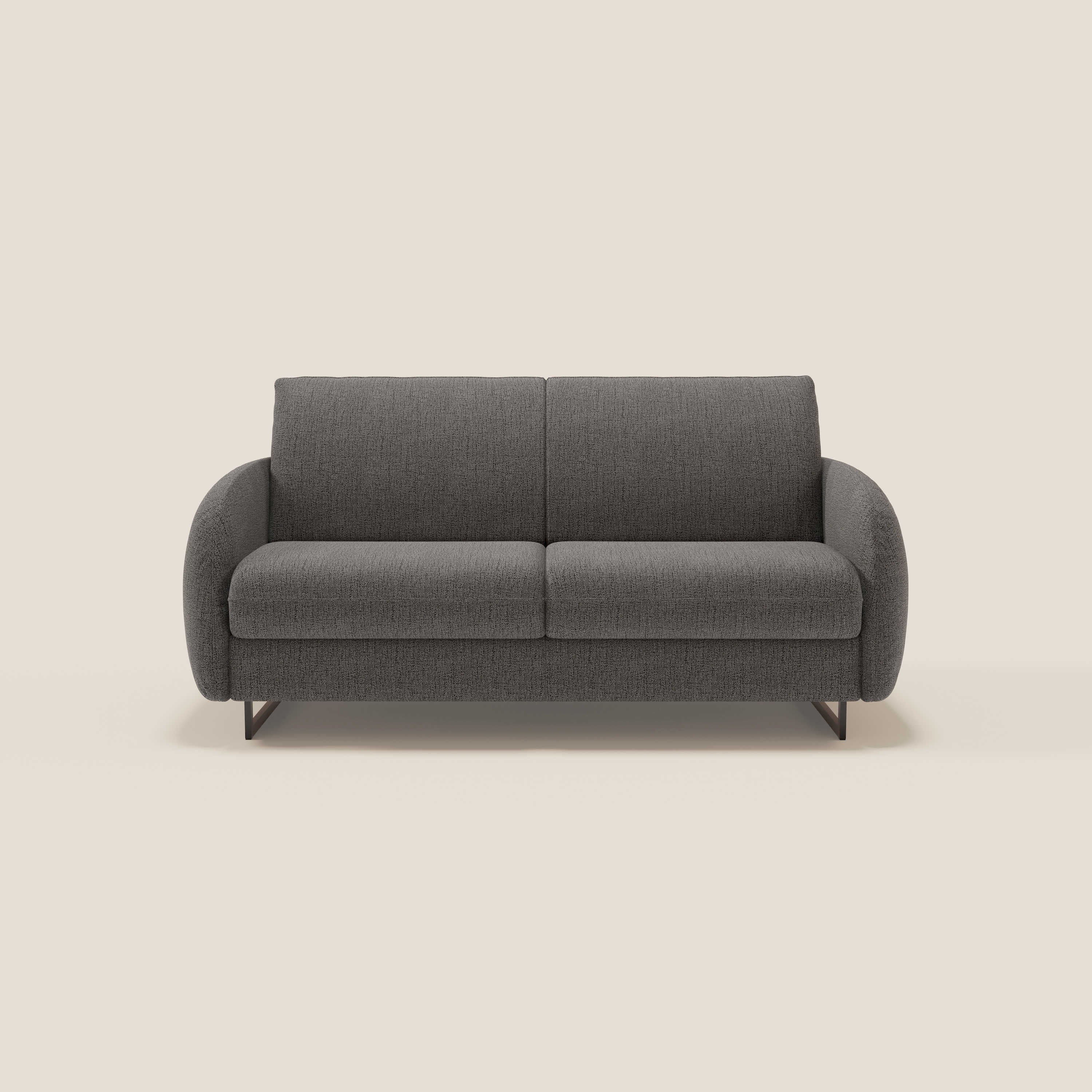 Ninfea Canapé convertible de design avec pieds hauts en métal et matelas H18 cm en tissu imperméable T03 anthracite