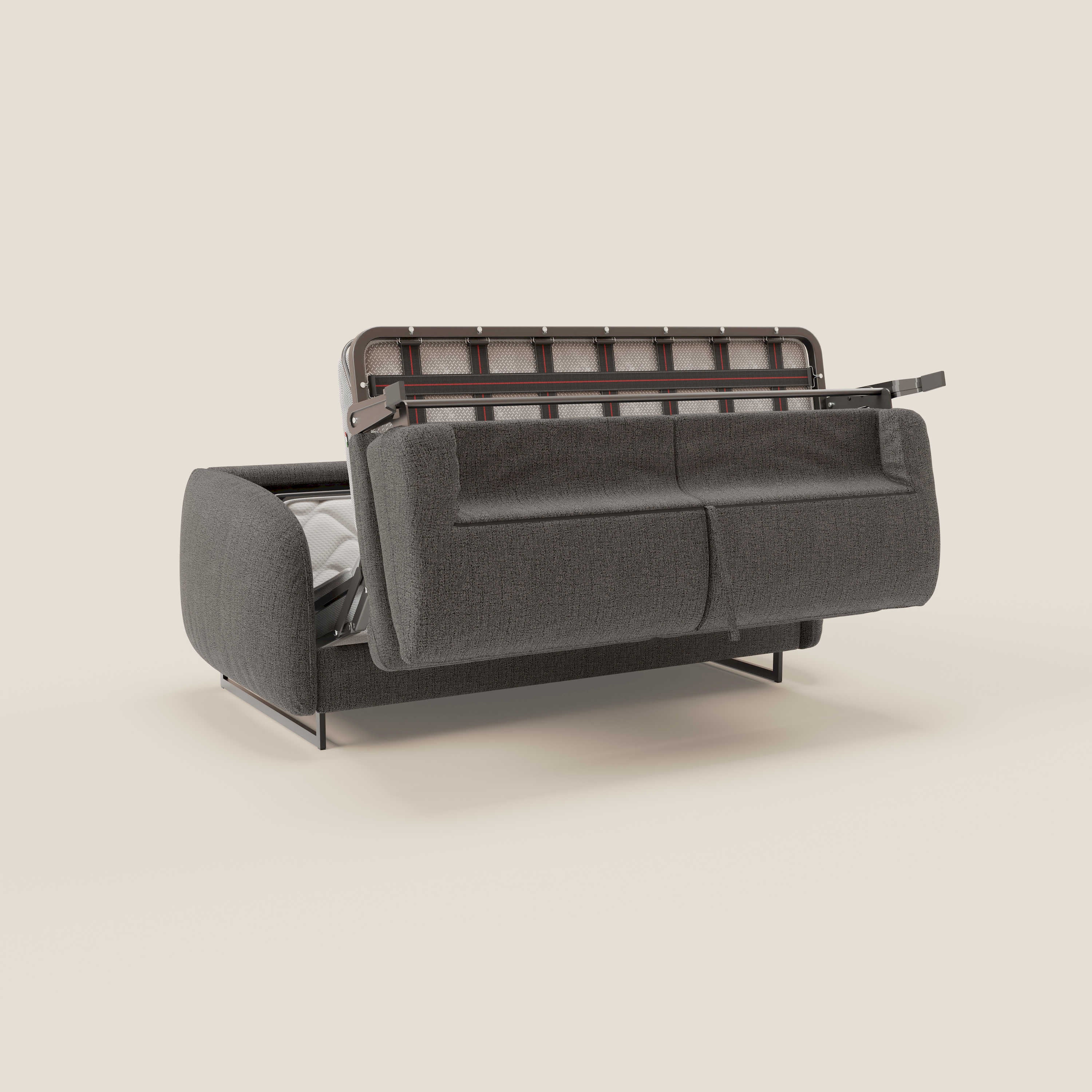Ninfea Canapé convertible de design avec pieds hauts en métal et matelas H18 cm en tissu imperméable T03 anthracite - Image 10
