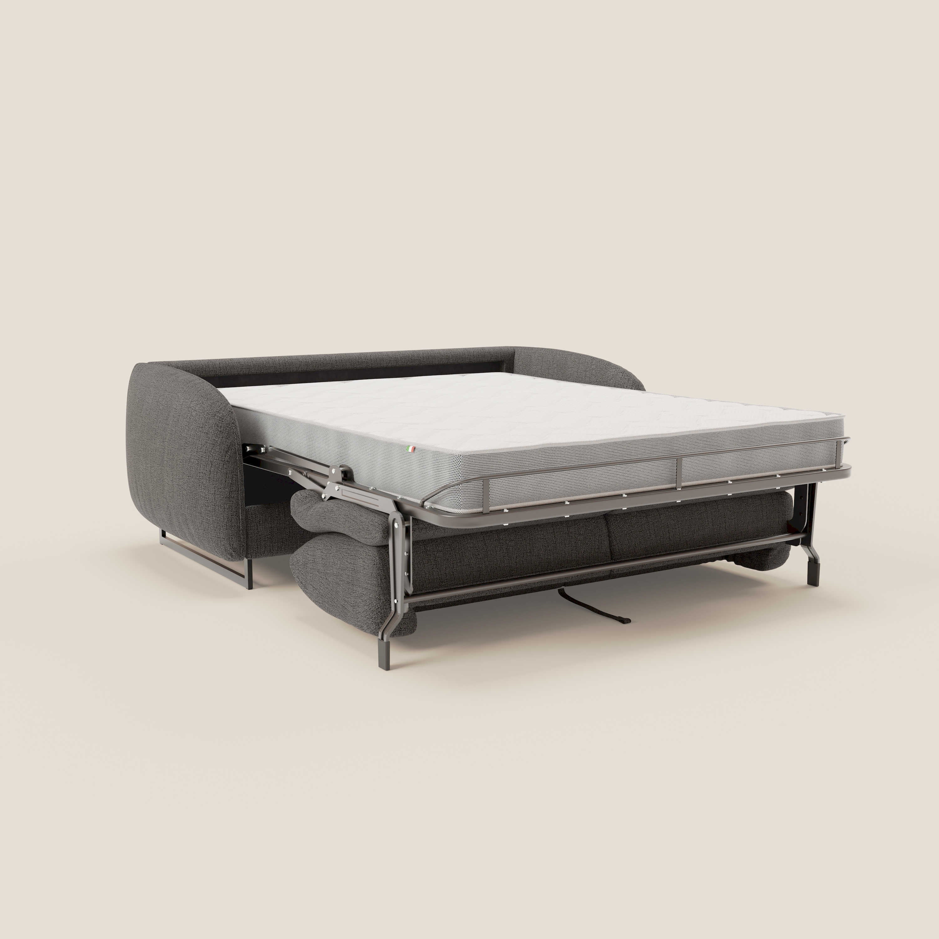 Ninfea Canapé convertible de design avec pieds hauts en métal et matelas H18 cm en tissu imperméable T03 anthracite - Image 11