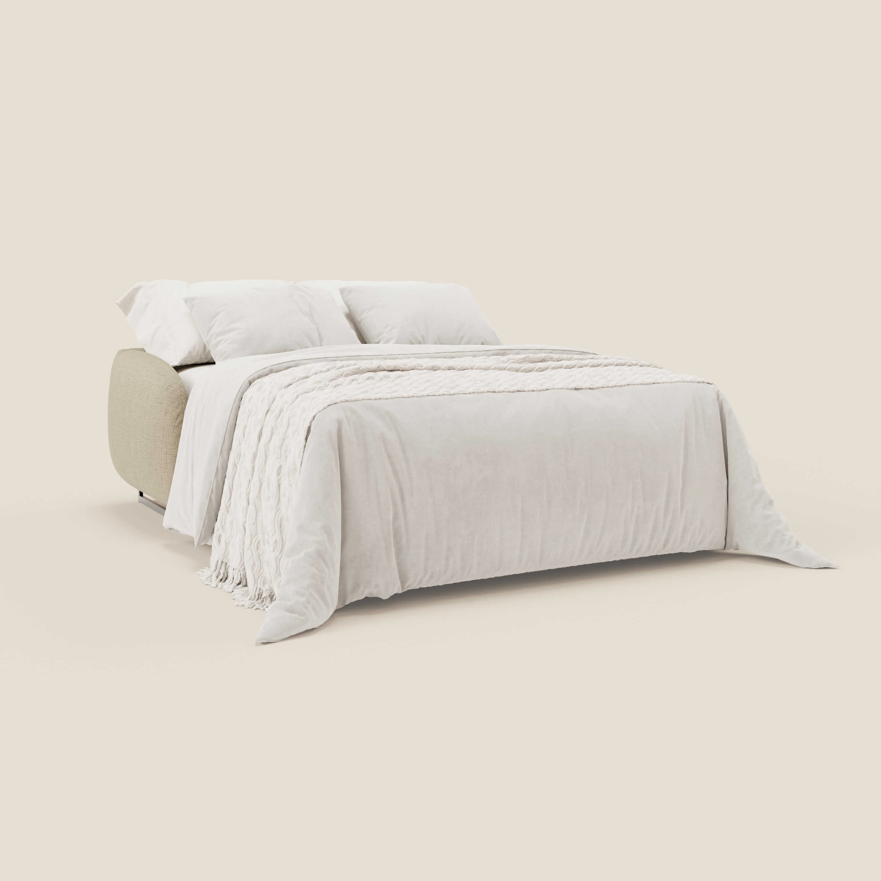 Ninfea Canapé convertible de design avec pieds hauts en métal et matelas H18 cm en tissu imperméable T03 beige - Image 2