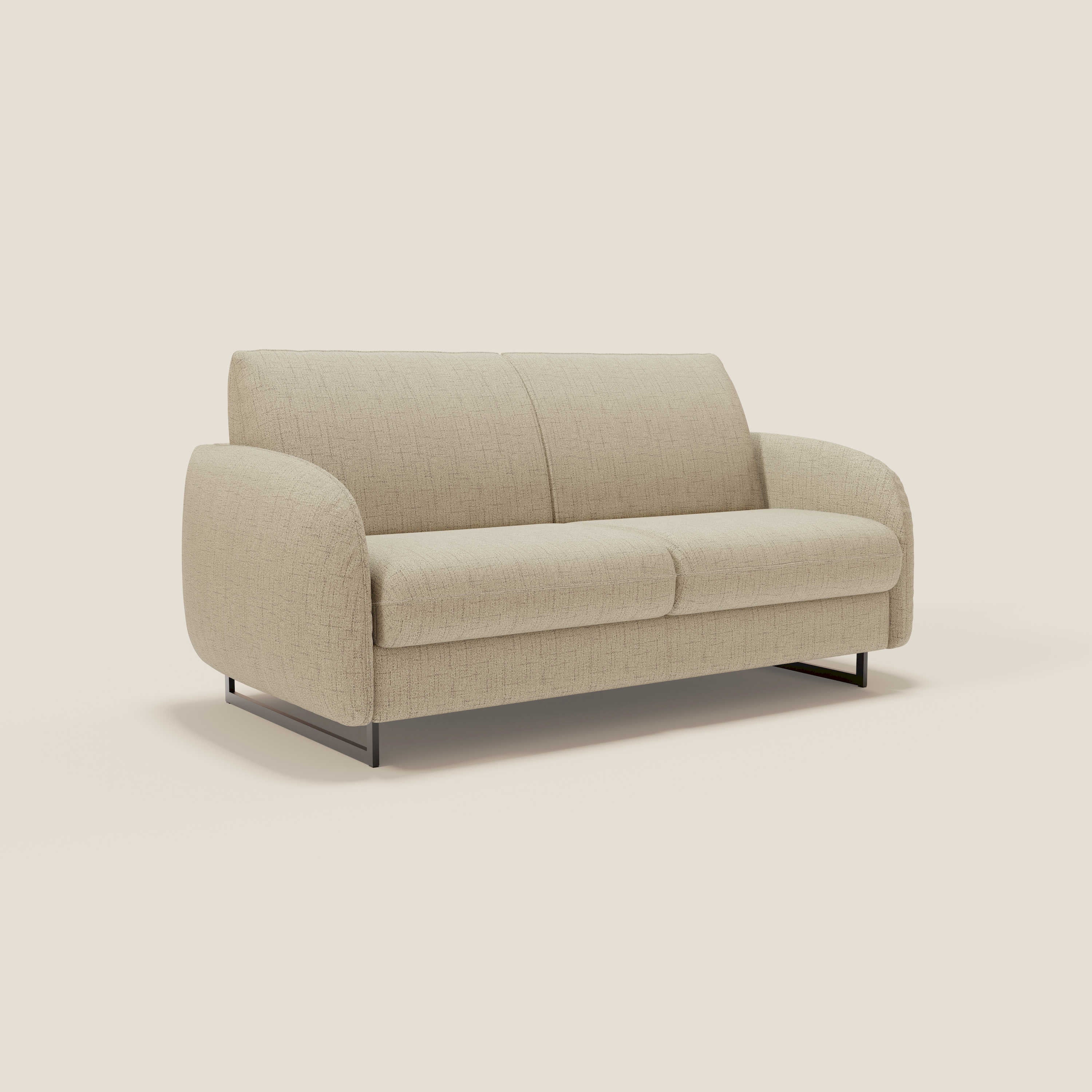 Ninfea Canapé convertible de design avec pieds hauts en métal et matelas H18 cm en tissu imperméable T03 beige - Image 3