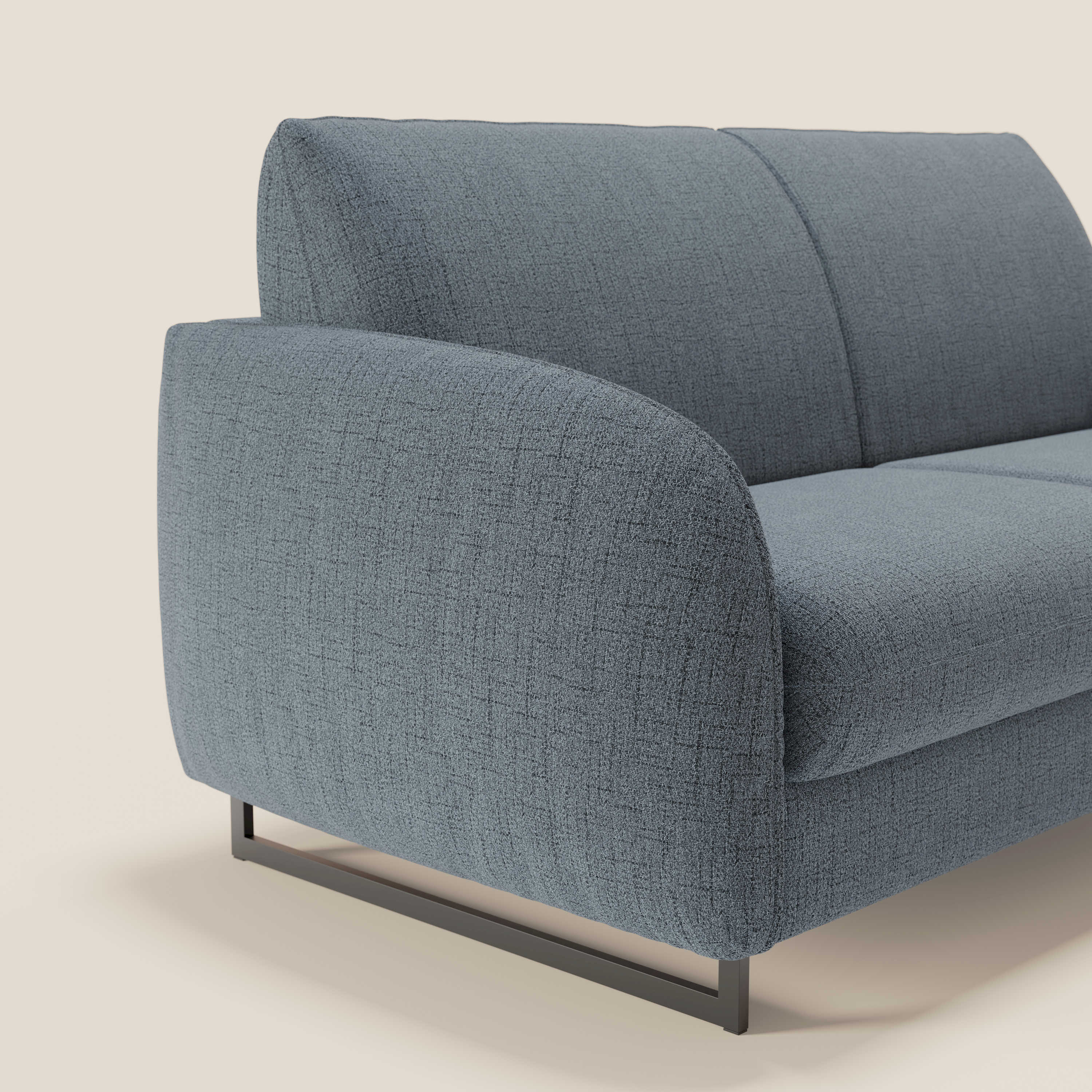 Ninfea Canapé convertible de design avec pieds hauts en métal et matelas H18 cm en tissu imperméable T03 bleu - Image 4