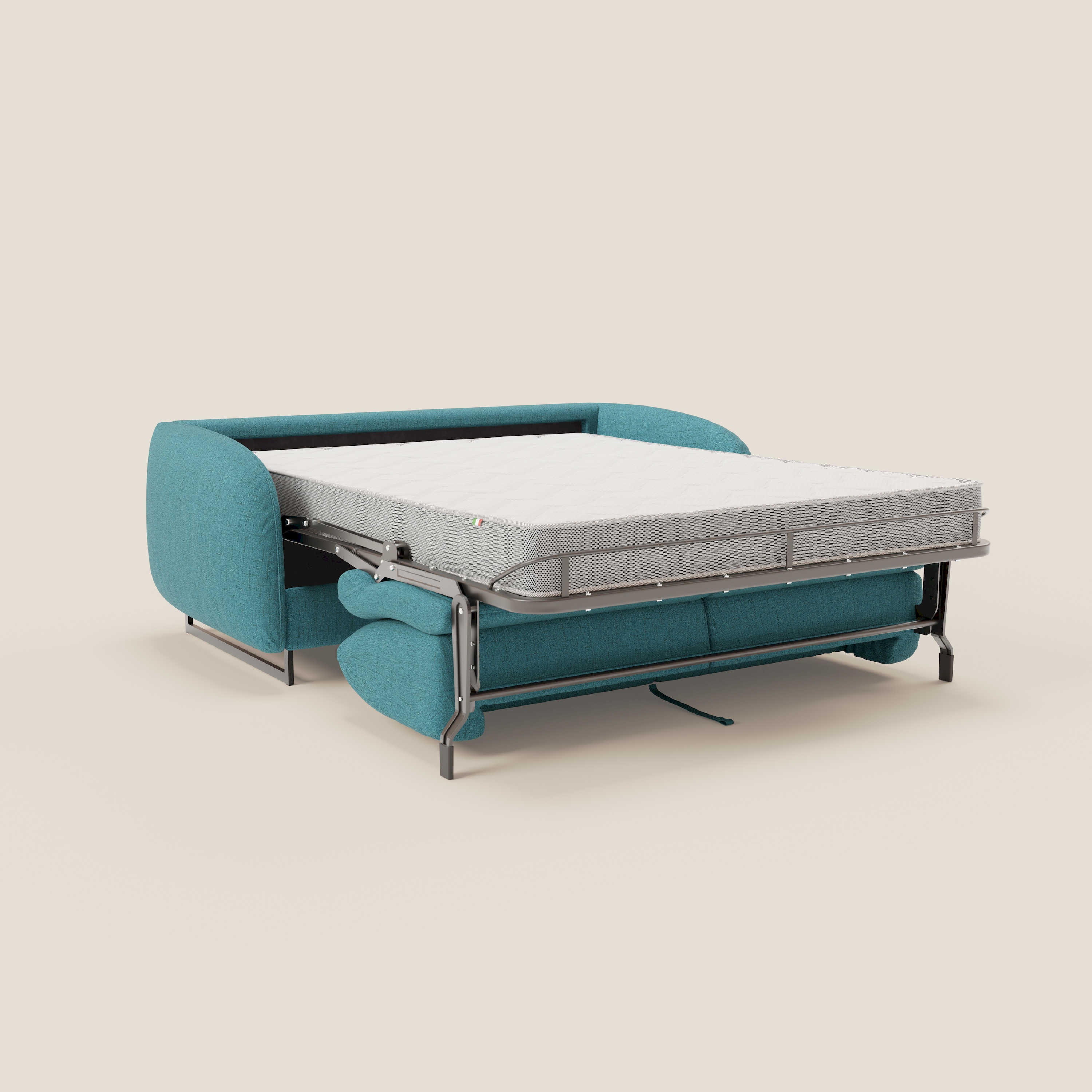 Ninfea Canapé convertible de design avec pieds hauts en métal et matelas H18 cm en tissu imperméable T03 bleu ciel - Image 11