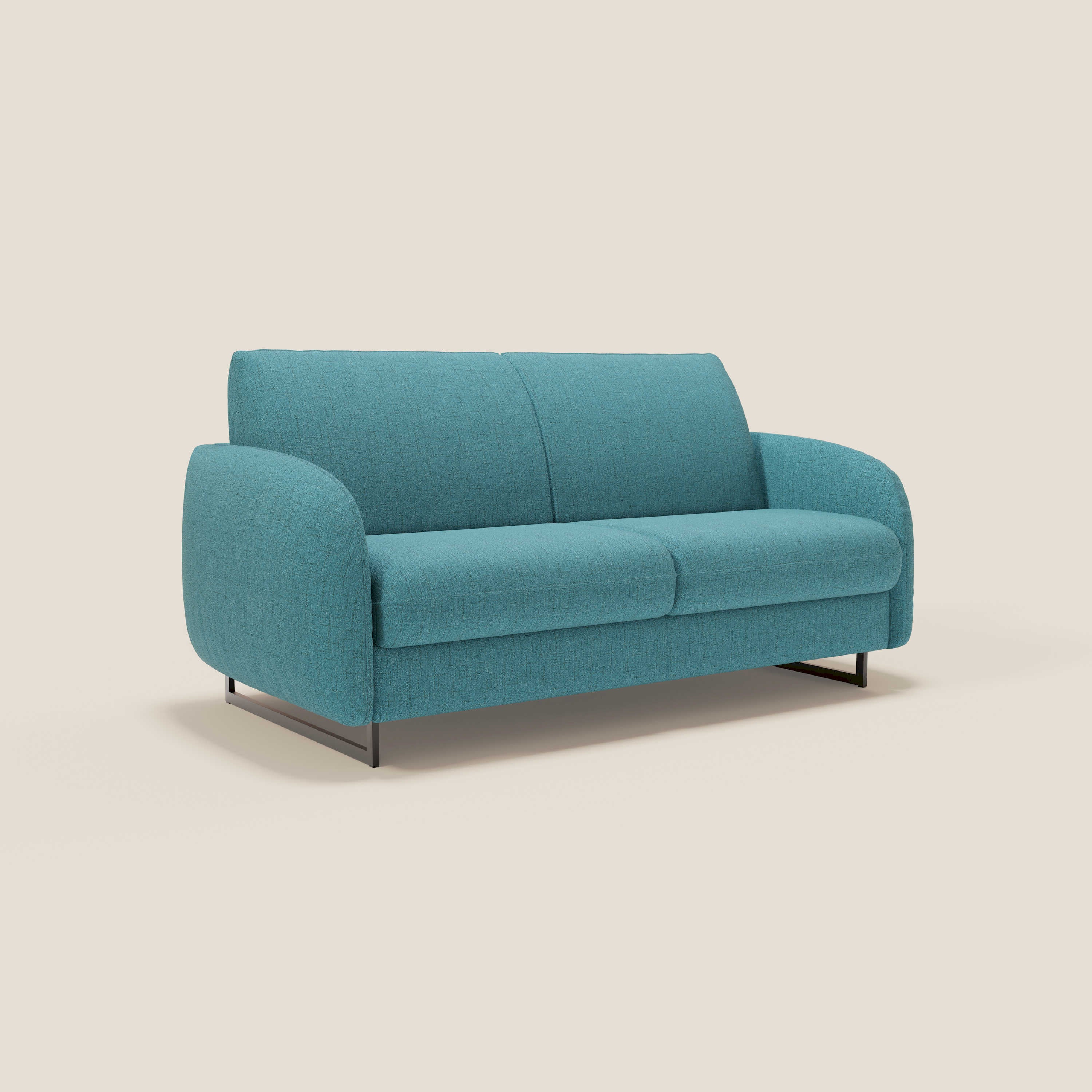 Ninfea Canapé convertible de design avec pieds hauts en métal et matelas H18 cm en tissu imperméable T03 bleu ciel - Image 3
