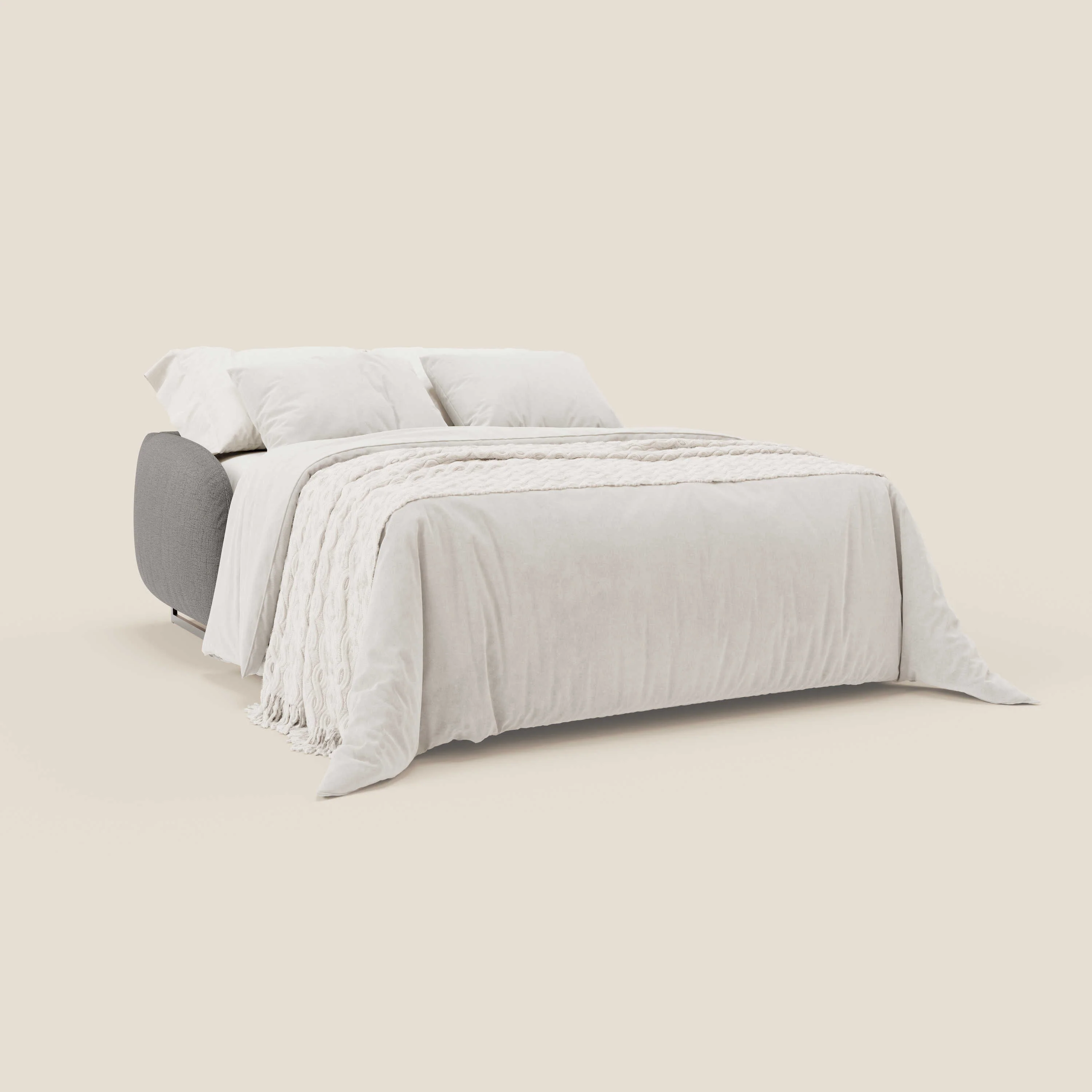Ninfea Canapé convertible de design avec pieds hauts en métal et matelas H18 cm en tissu imperméable T03 gris - Image 2