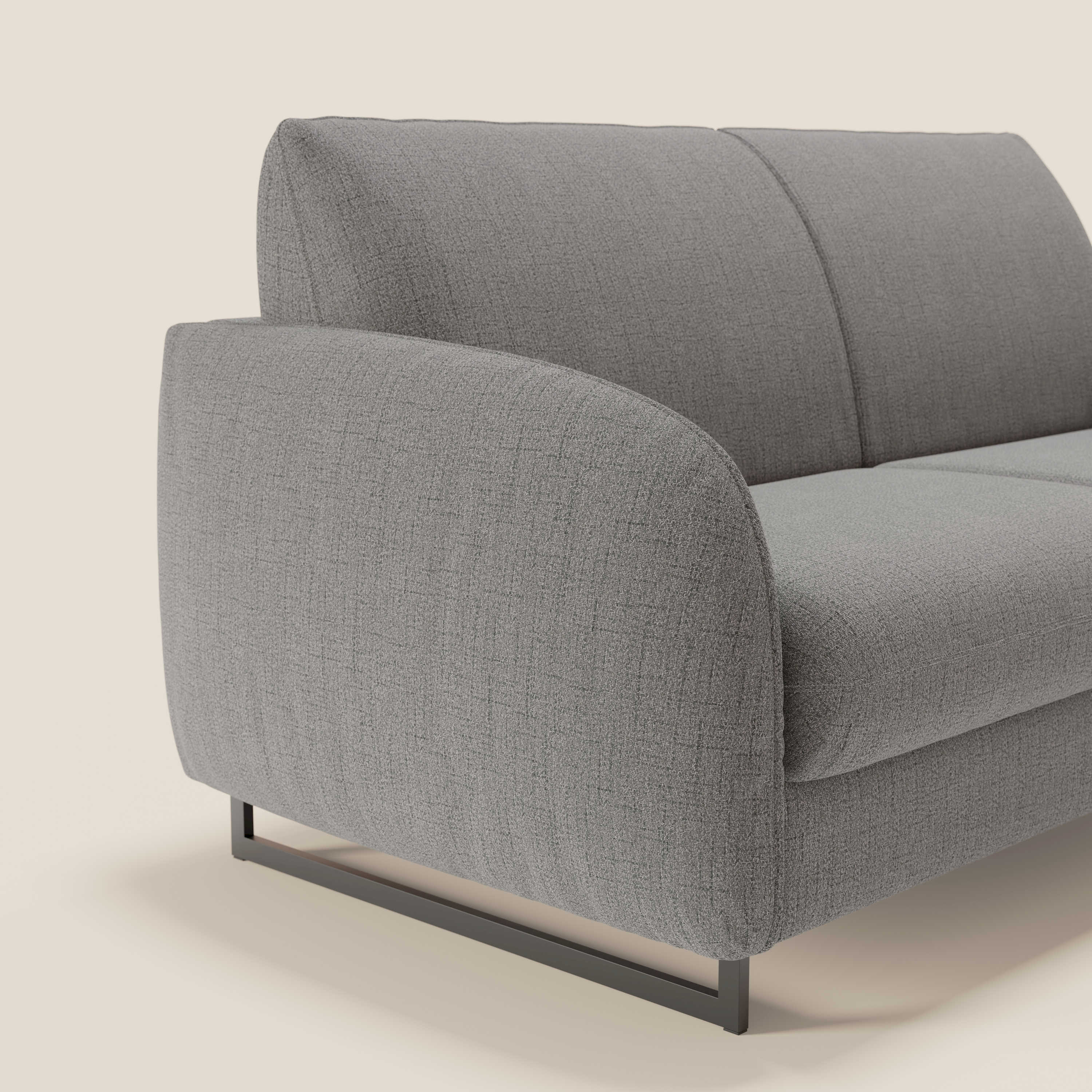 Ninfea Canapé convertible de design avec pieds hauts en métal et matelas H18 cm en tissu imperméable T03 gris - Image 4