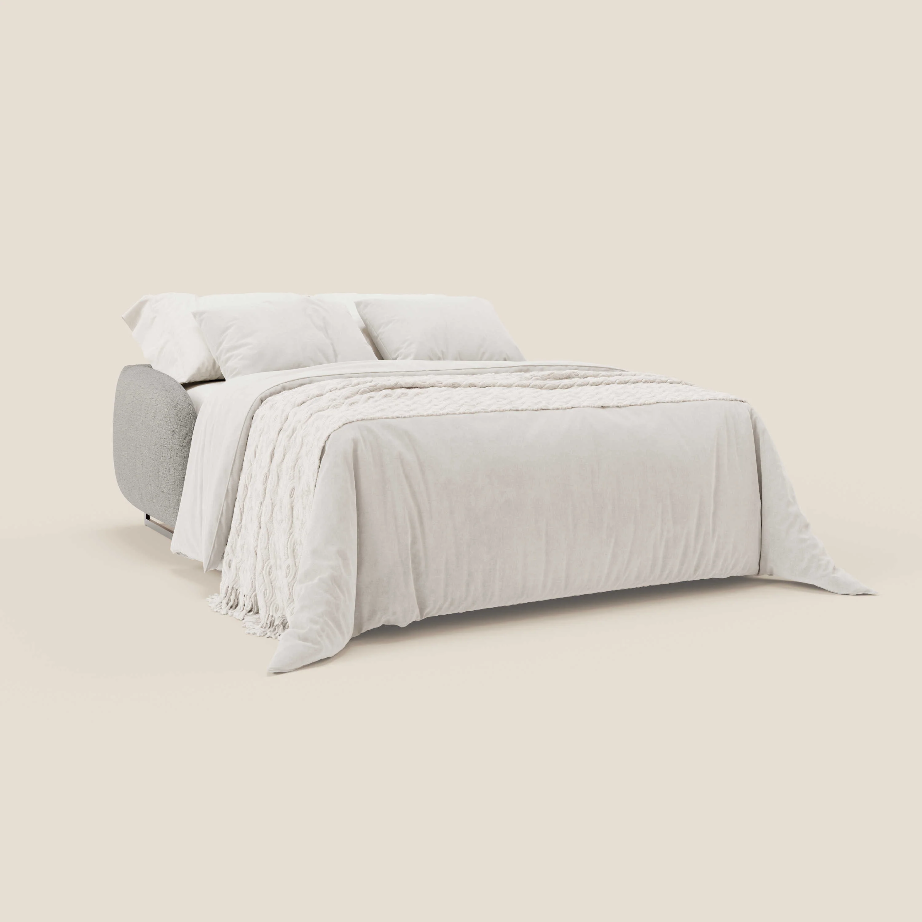 Ninfea Canapé convertible de design avec pieds hauts en métal et matelas H18 cm en tissu imperméable T03 gris clair - Image 2