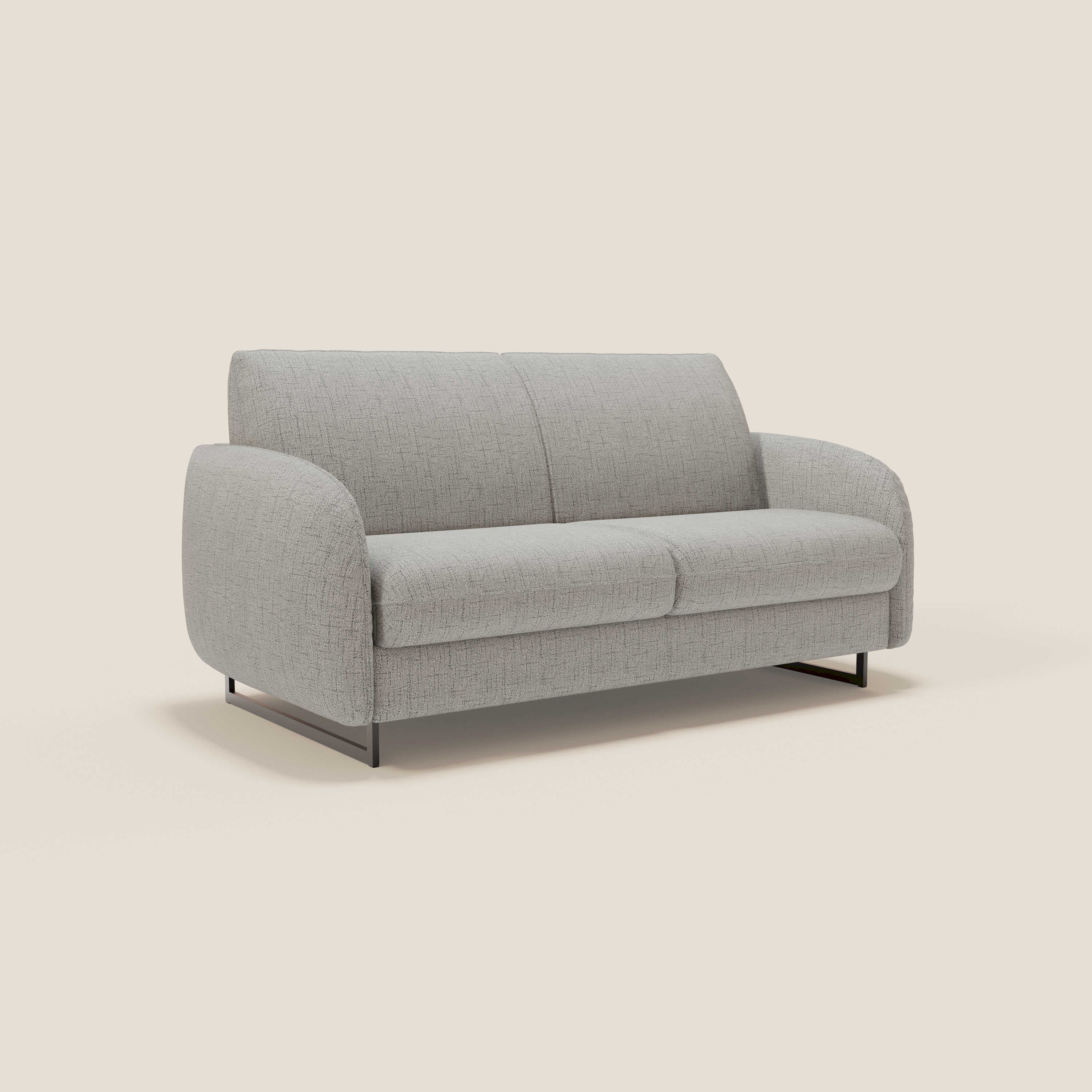 Ninfea Canapé convertible de design avec pieds hauts en métal et matelas H18 cm en tissu imperméable T03 gris clair - Image 3