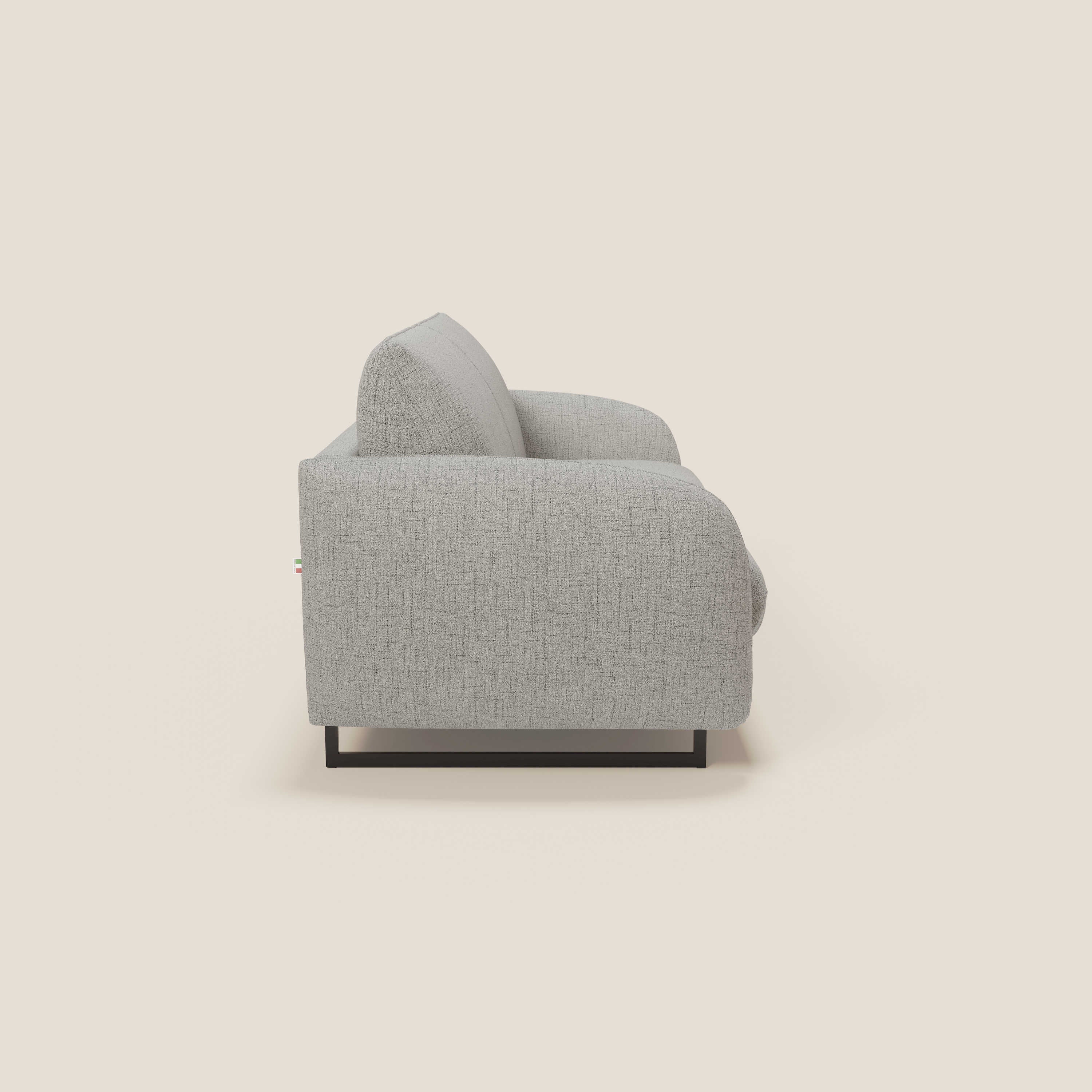 Ninfea Canapé convertible de design avec pieds hauts en métal et matelas H18 cm en tissu imperméable T03 gris clair - Image 6