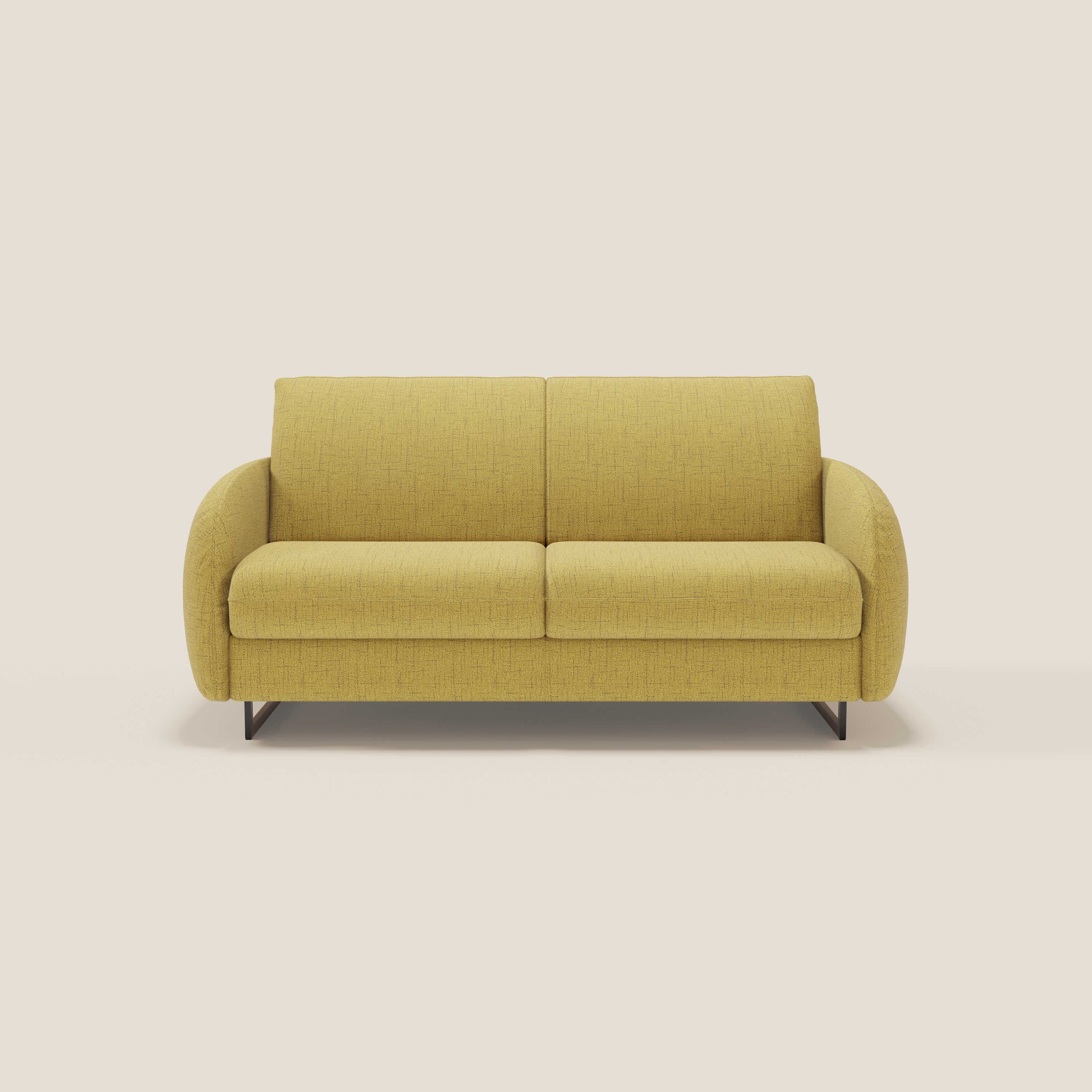 Ninfea Canapé convertible de design avec pieds hauts en métal et matelas H18 cm en tissu imperméable T03 jaune