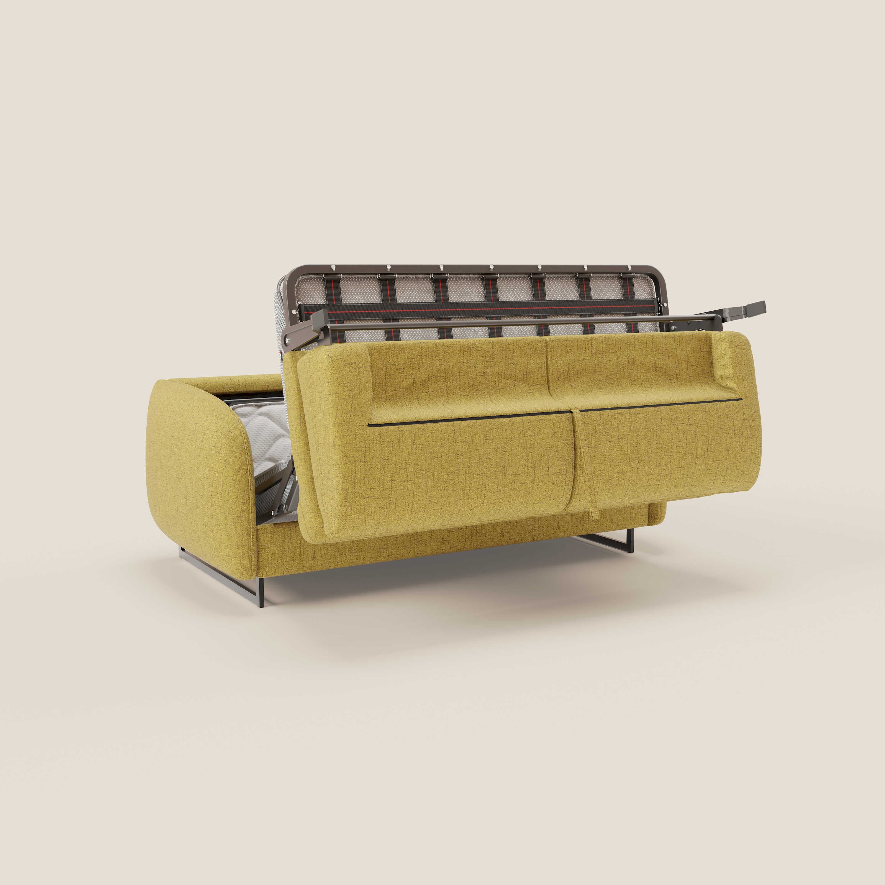 Ninfea Canapé convertible de design avec pieds hauts en métal et matelas H18 cm en tissu imperméable T03 jaune - Image 10