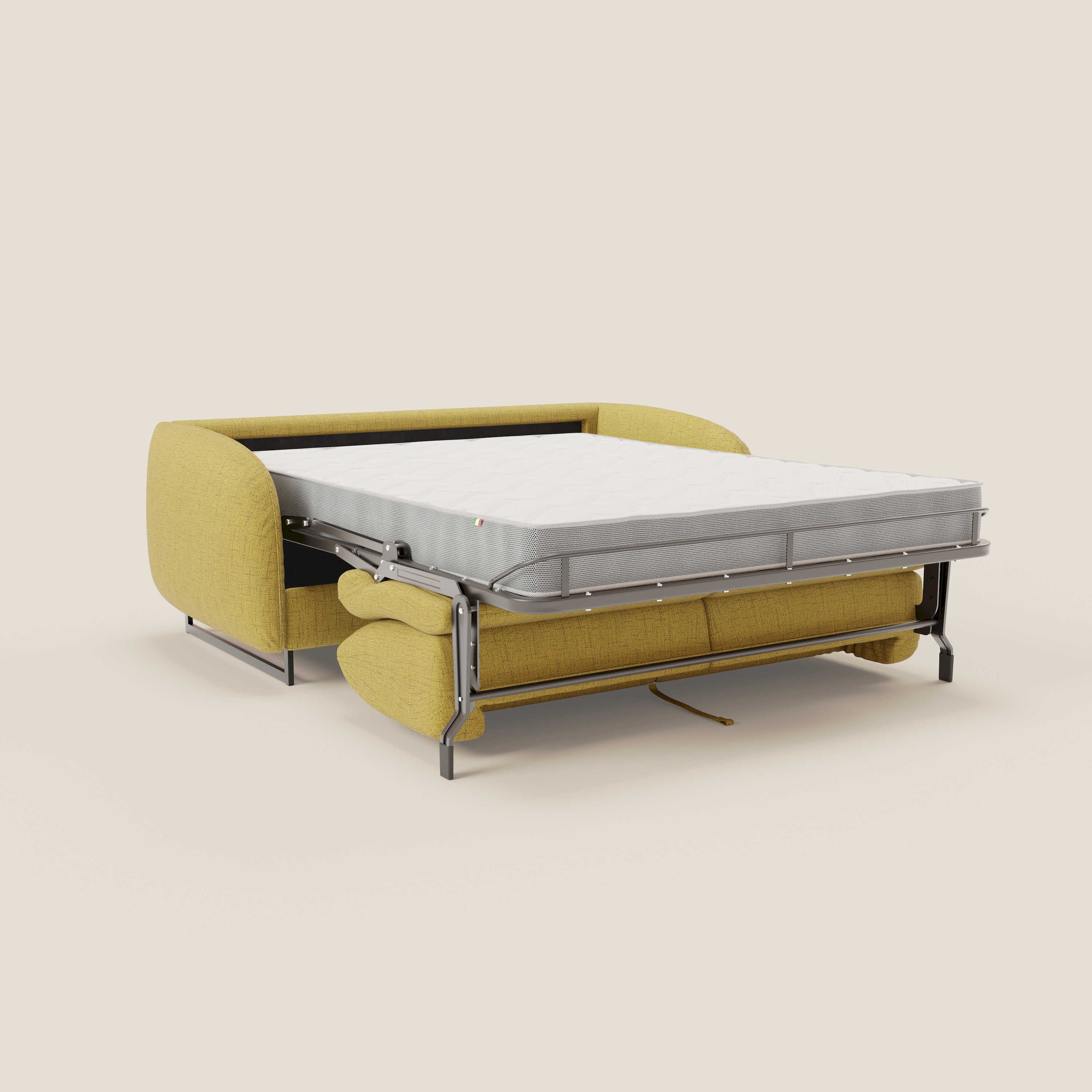 Ninfea Canapé convertible de design avec pieds hauts en métal et matelas H18 cm en tissu imperméable T03 jaune - Image 11