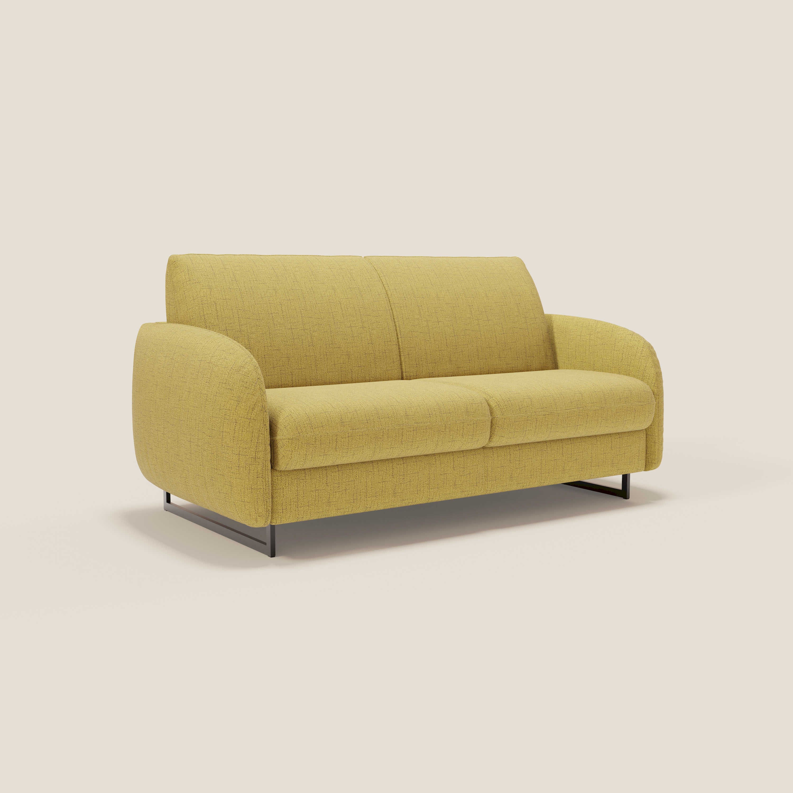 Ninfea Canapé convertible de design avec pieds hauts en métal et matelas H18 cm en tissu imperméable T03 jaune - Image 3