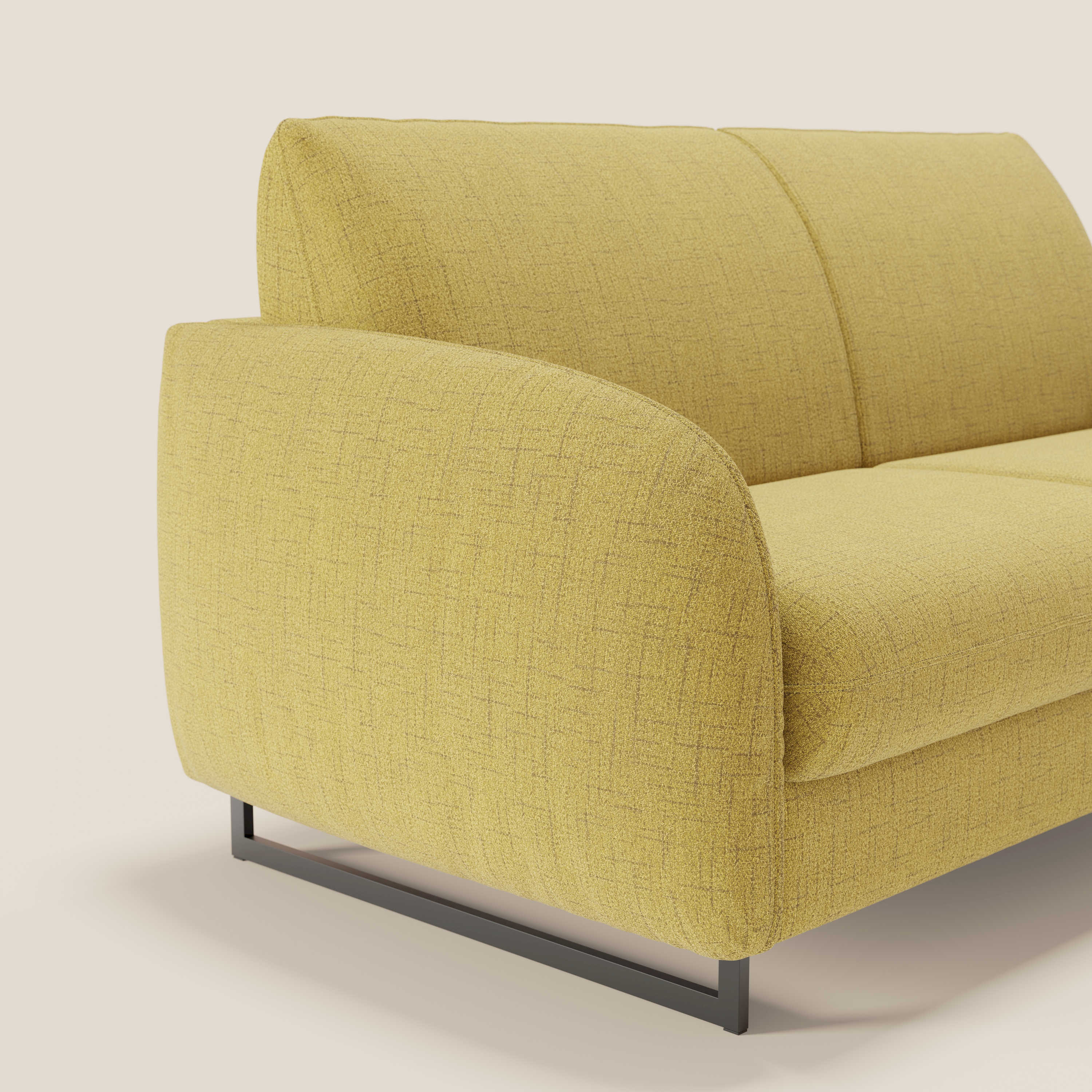 Ninfea Canapé convertible de design avec pieds hauts en métal et matelas H18 cm en tissu imperméable T03 jaune - Image 4