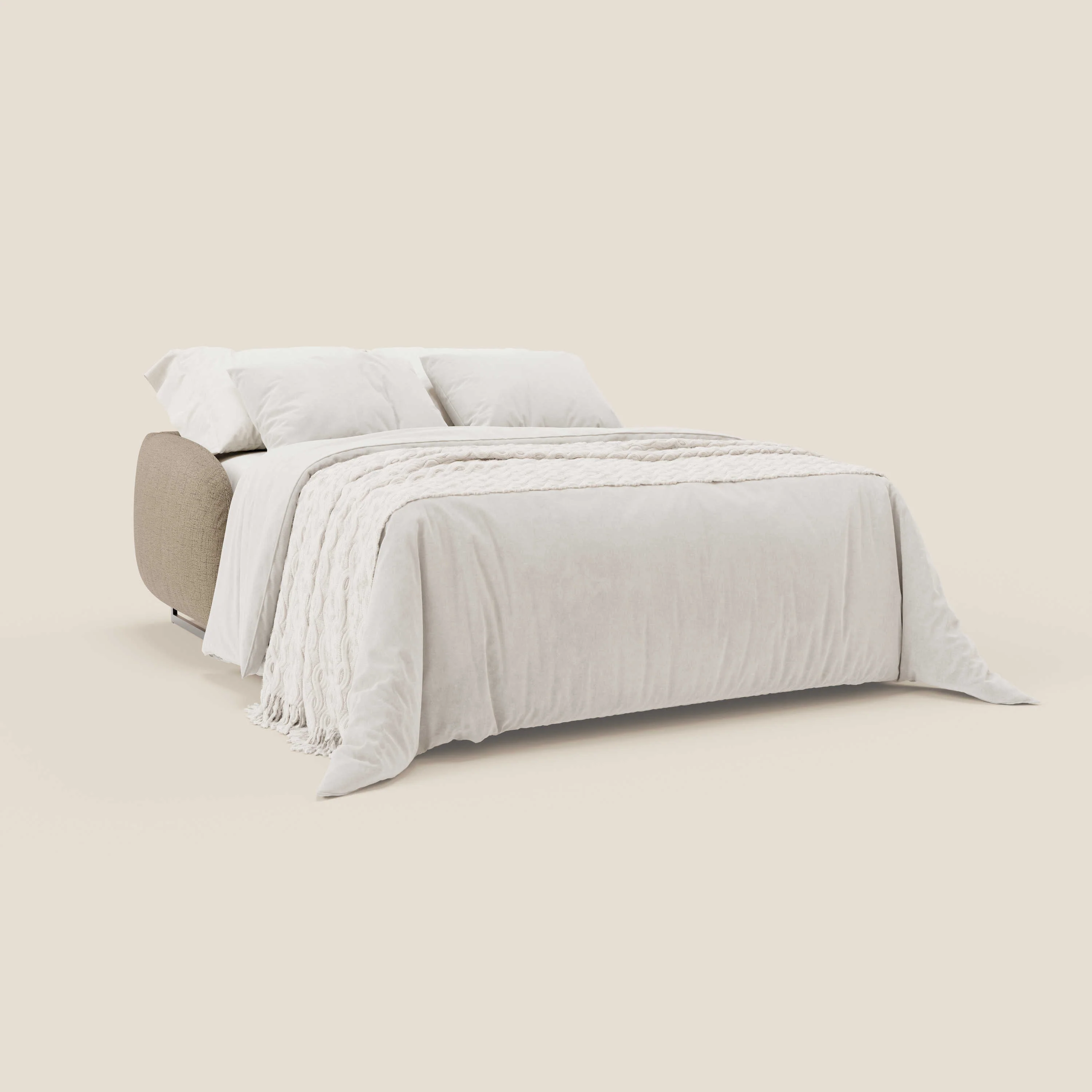 Ninfea Canapé convertible de design avec pieds hauts en métal et matelas H18 cm en tissu imperméable T03 marron - Image 2