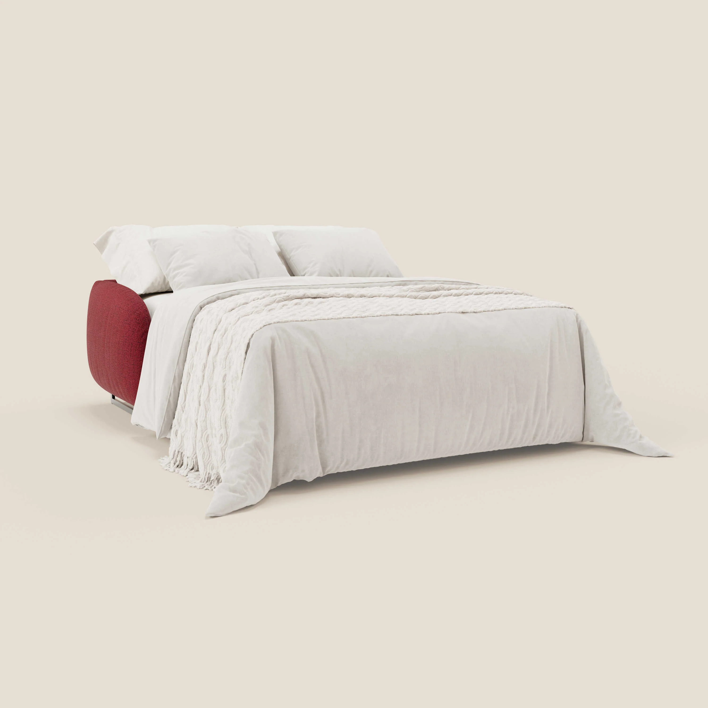 Ninfea Canapé convertible de design avec pieds hauts en métal et matelas H18 cm en tissu imperméable T03 rouge - Image 2