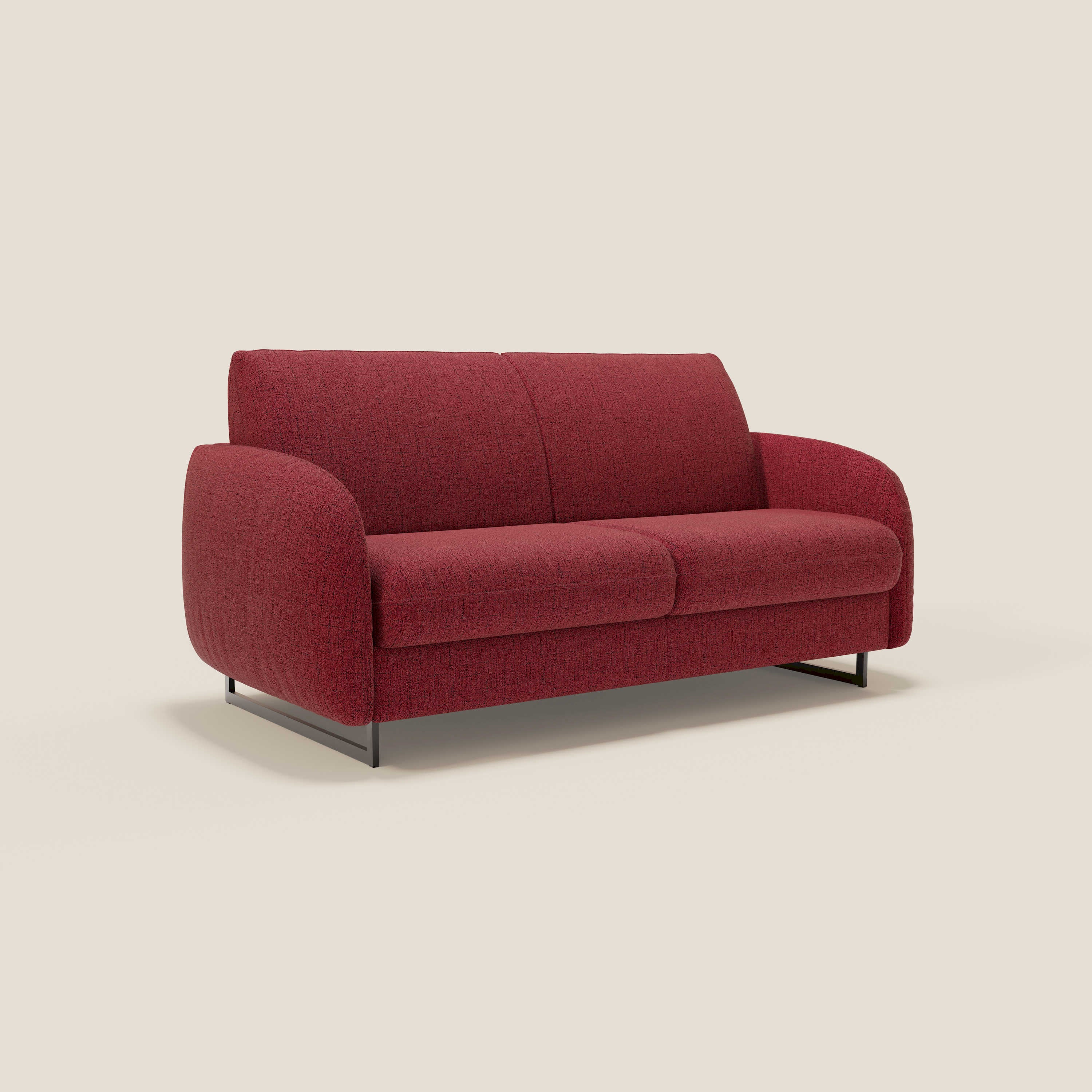 Ninfea Canapé convertible de design avec pieds hauts en métal et matelas H18 cm en tissu imperméable T03 rouge - Image 3