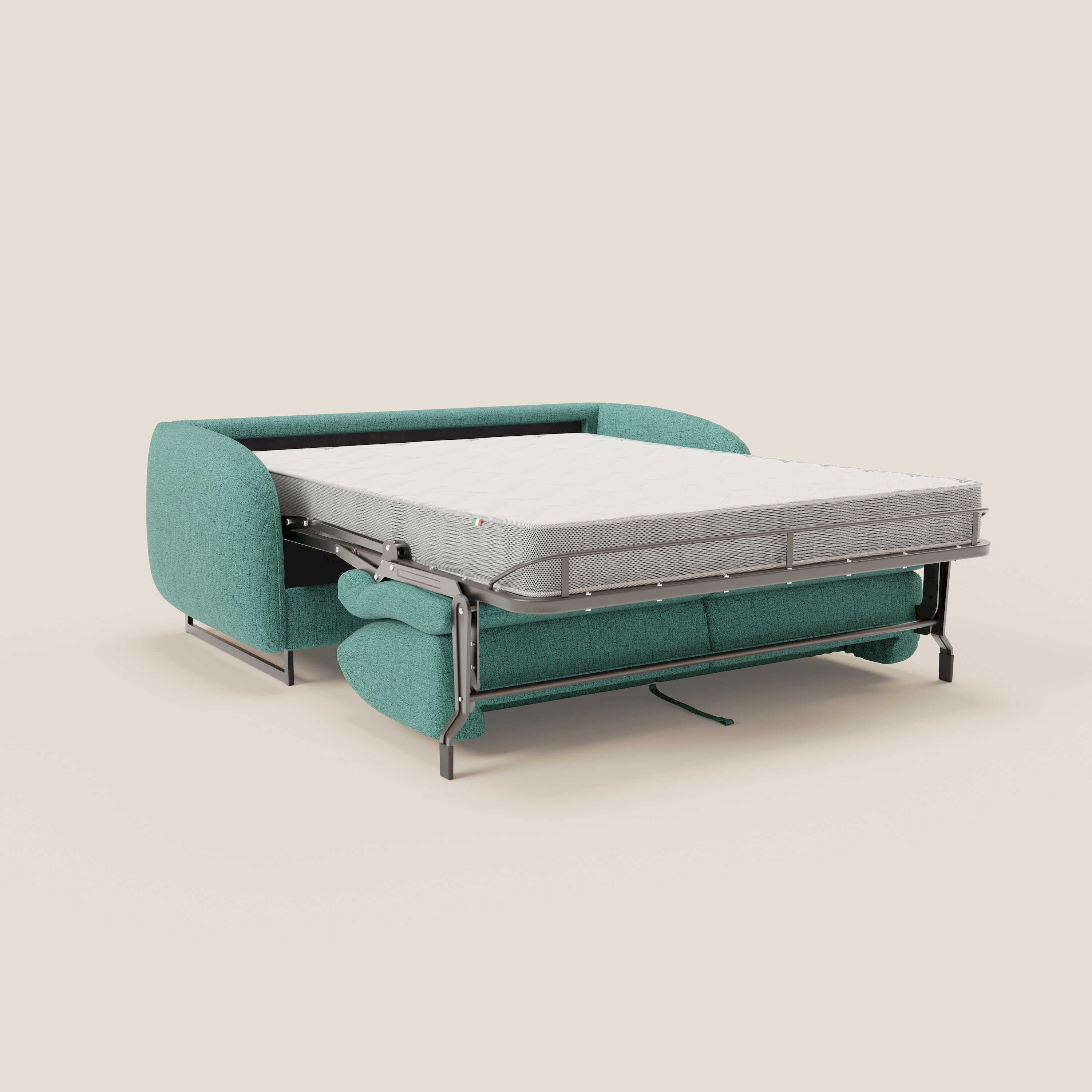 Ninfea Canapé convertible de design avec pieds hauts en métal et matelas H18 cm en tissu imperméable T03 vert aquamarine - Image 11