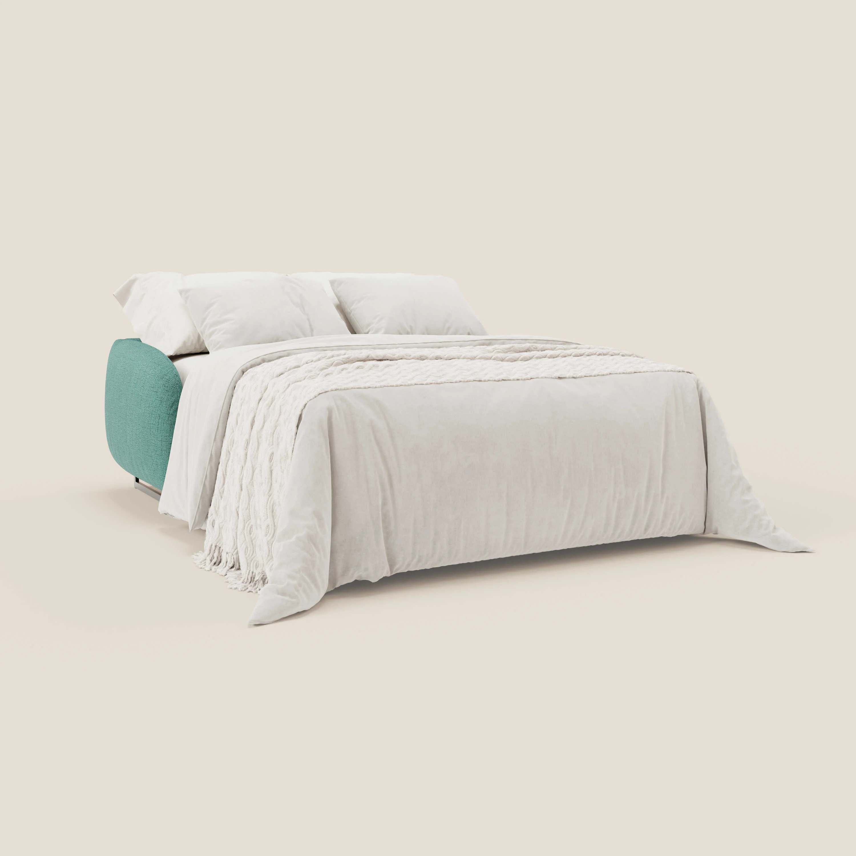 Ninfea Canapé convertible de design avec pieds hauts en métal et matelas H18 cm en tissu imperméable T03 vert aquamarine - Image 2