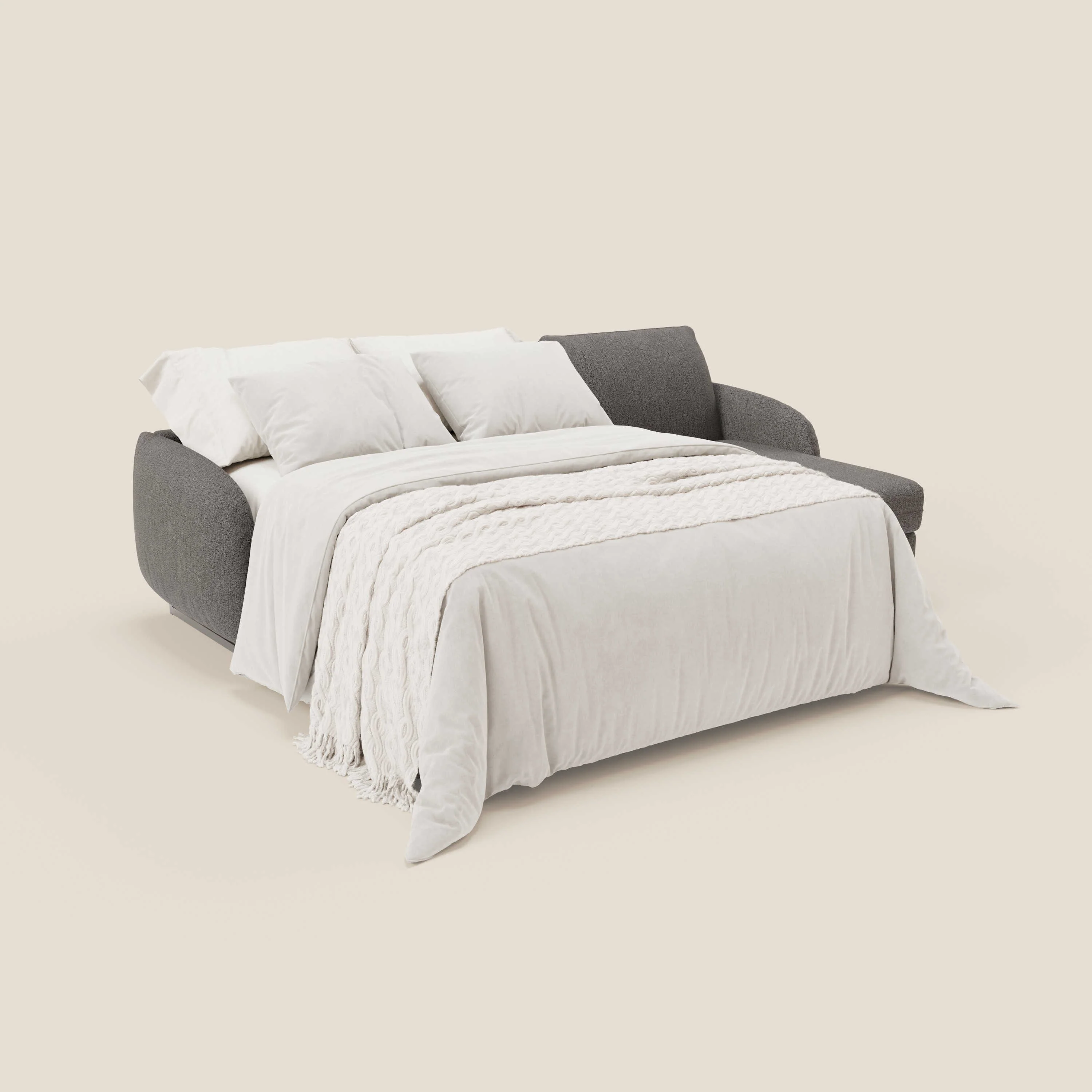 Ninfea Canapé d'angle convertible avec chaise longue coffre, matelas H18 cm et pieds en métal en tissu imperméable T03 anthracite - Image 2